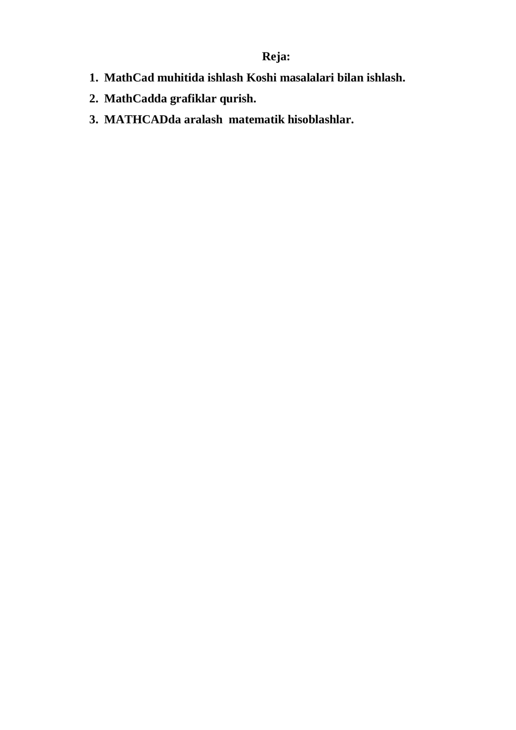 MathCad bilan ishlash 1