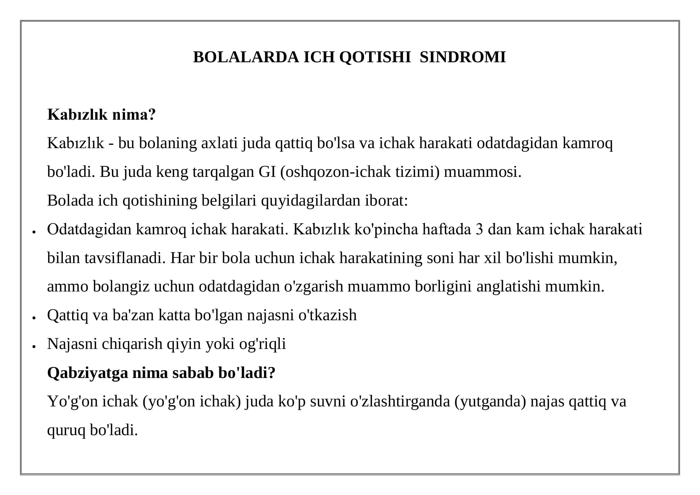 Bolalarda Ich Qotishi Sindromi 1