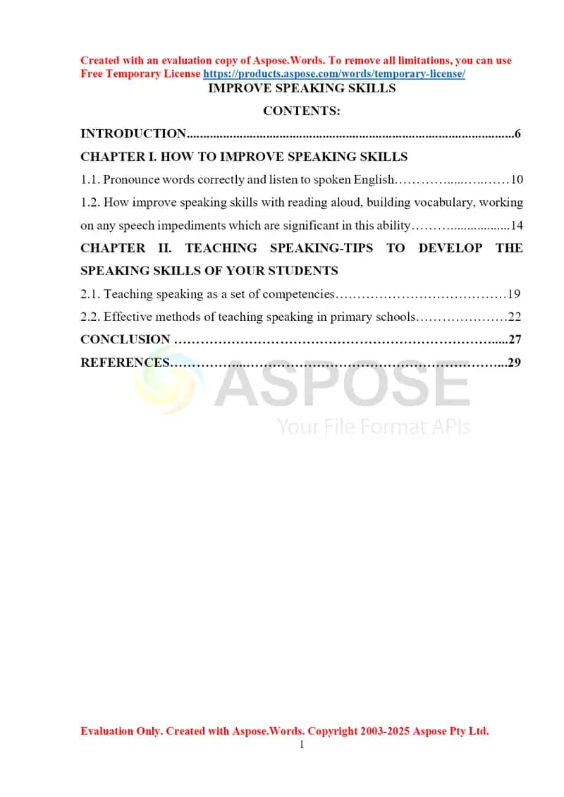 Improving Speaking Skills 1