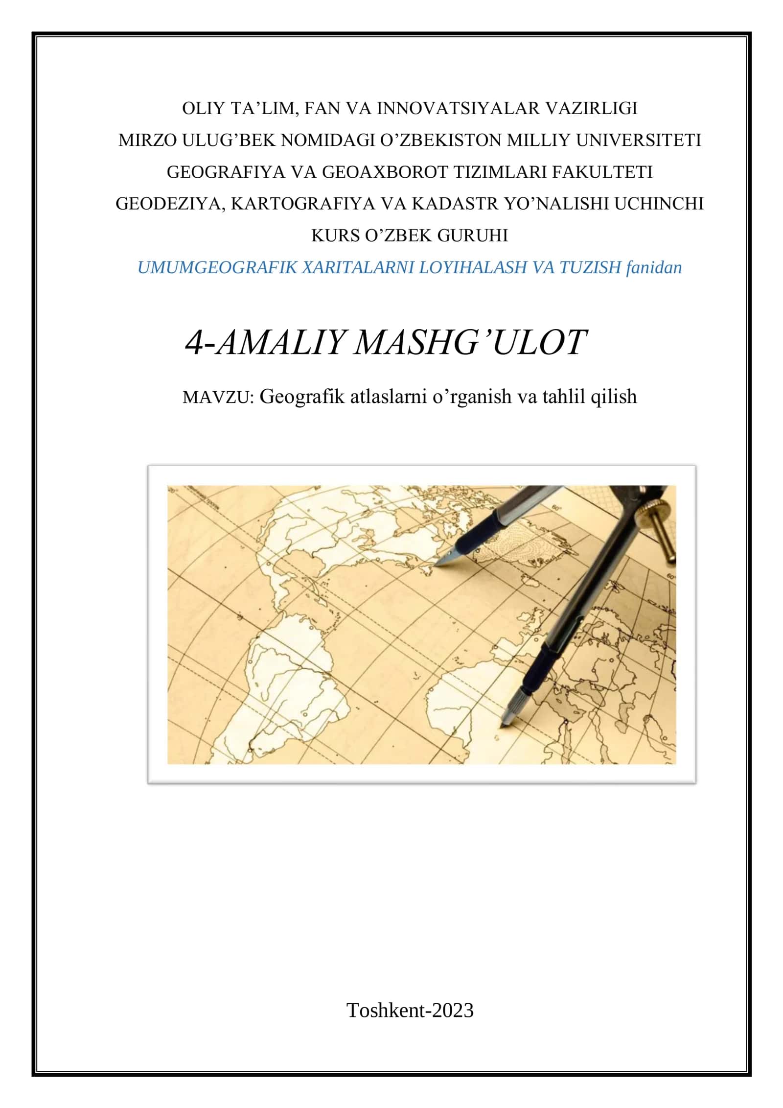Geografik atlaslarni o’rganish va tahlil qilish 1