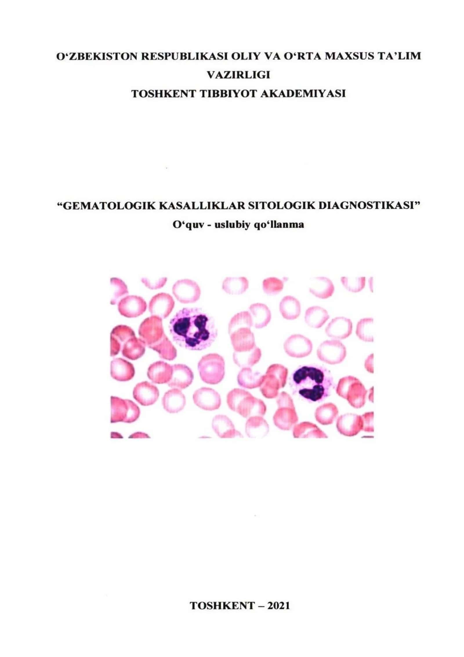 Gematologiya, transfuziologiya va labaratoriya ishi 1