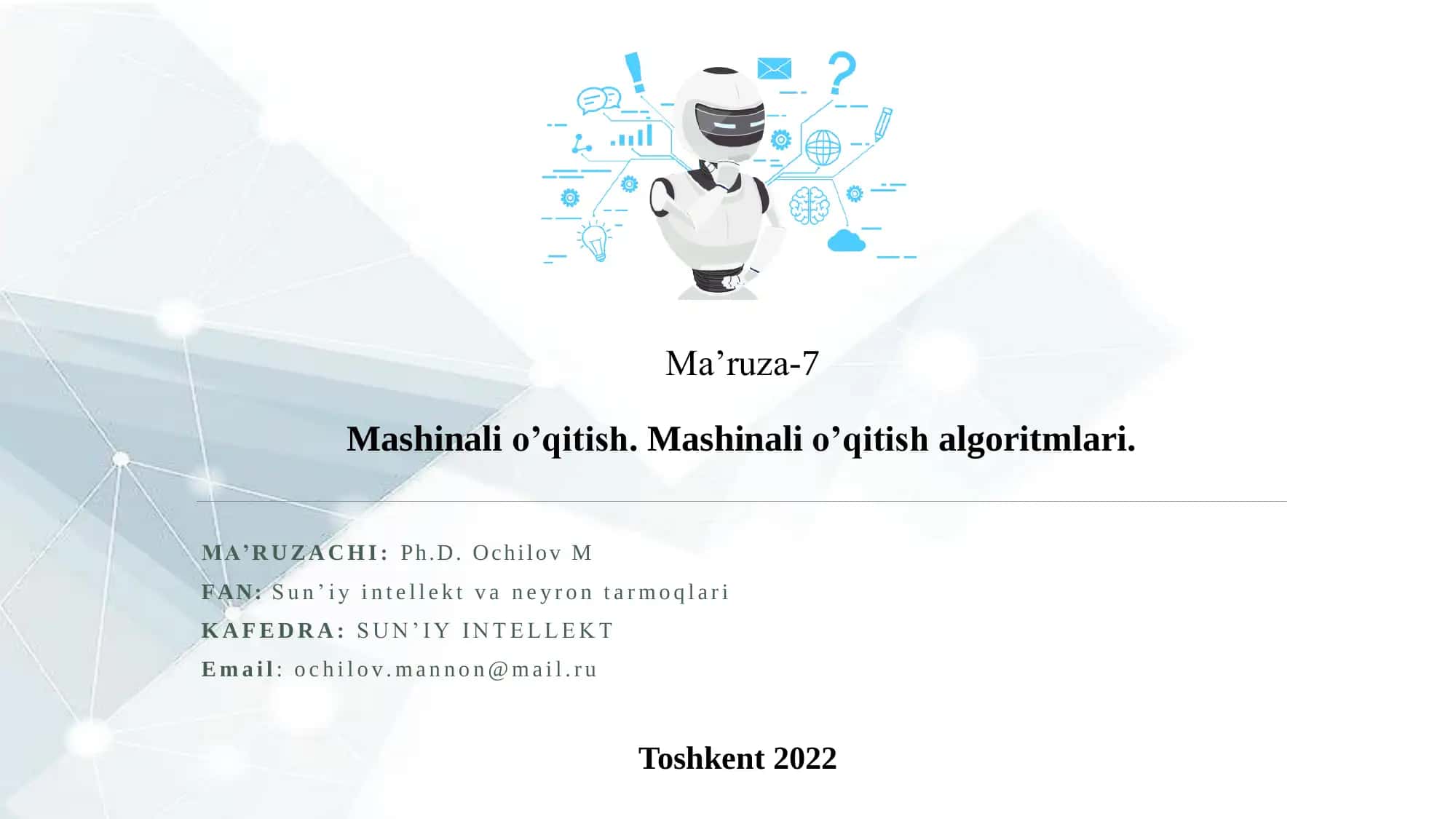 Mashinali o’qitish 1
