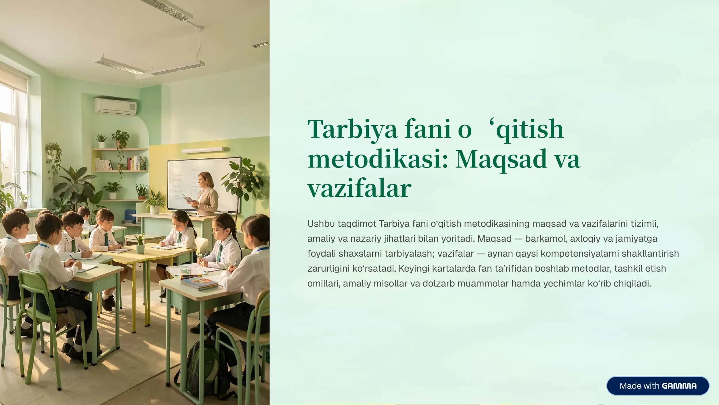 Tarbiya fani o8qitish metodikasi: Maqsad va vazifalar 1