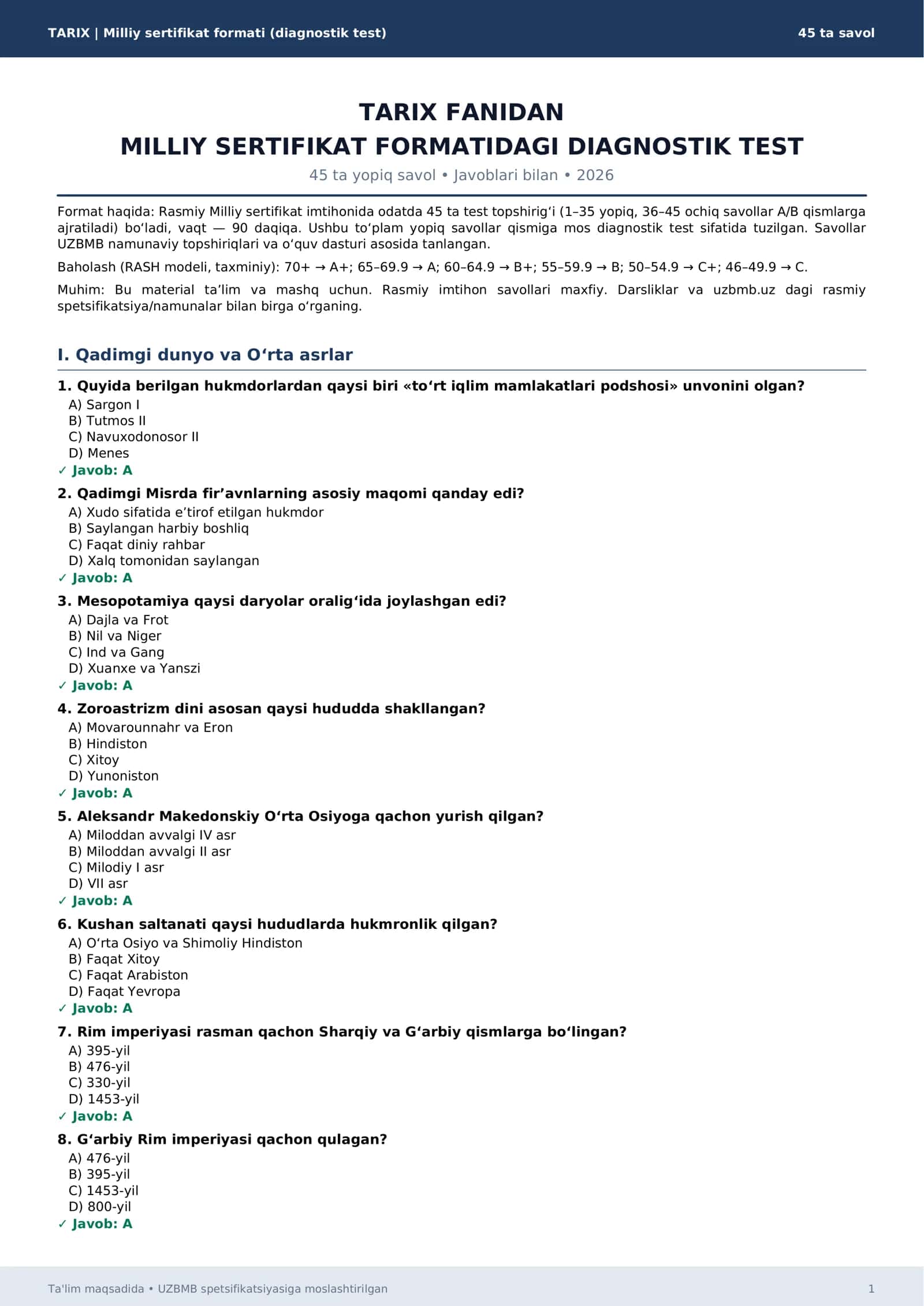 tarix milliy sertifikat 1