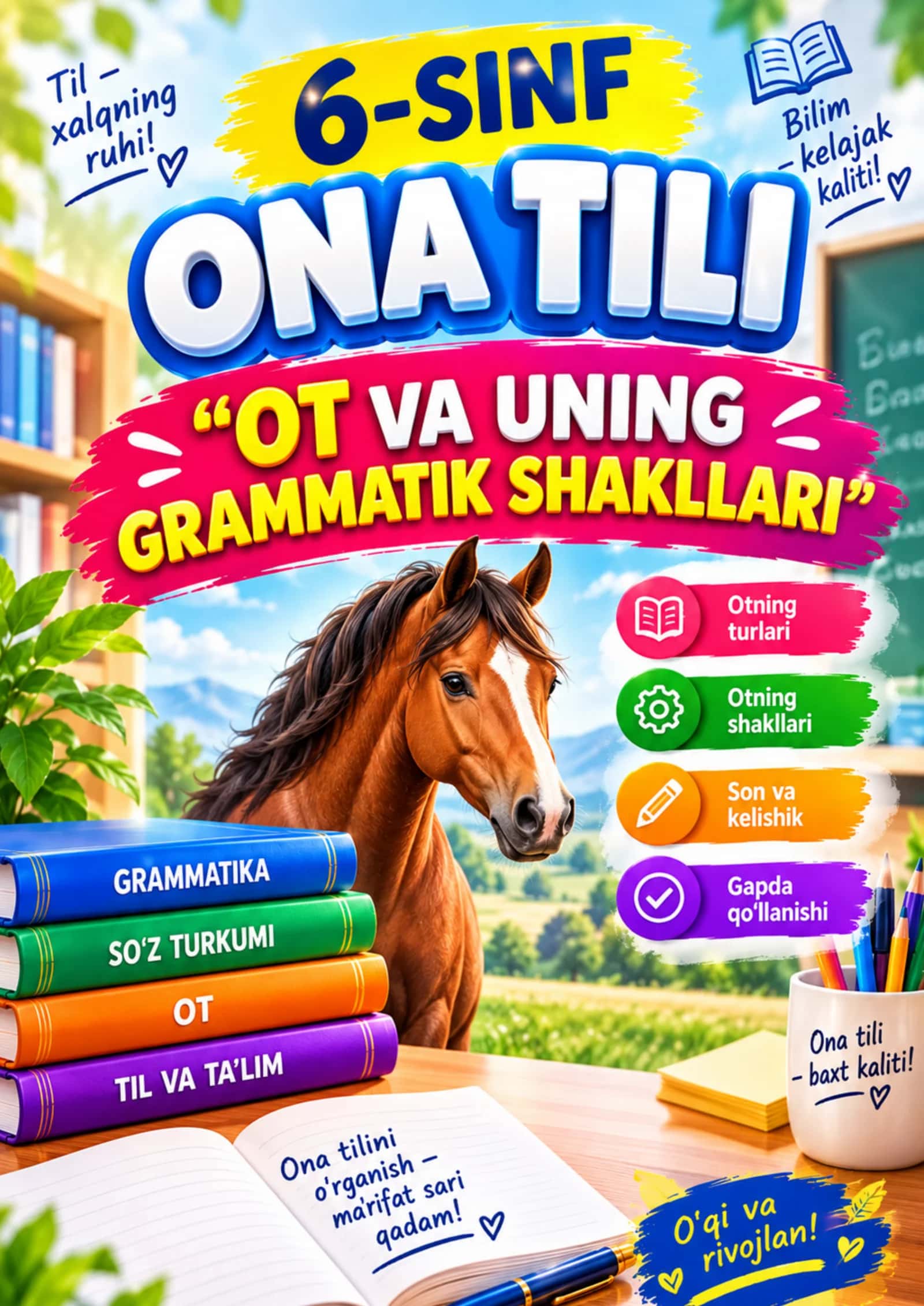 6-SINF ONA TILI OT VA UNING GRAMMATIK SHAKLLARI Ilmiy-o‘quv
ish 1
