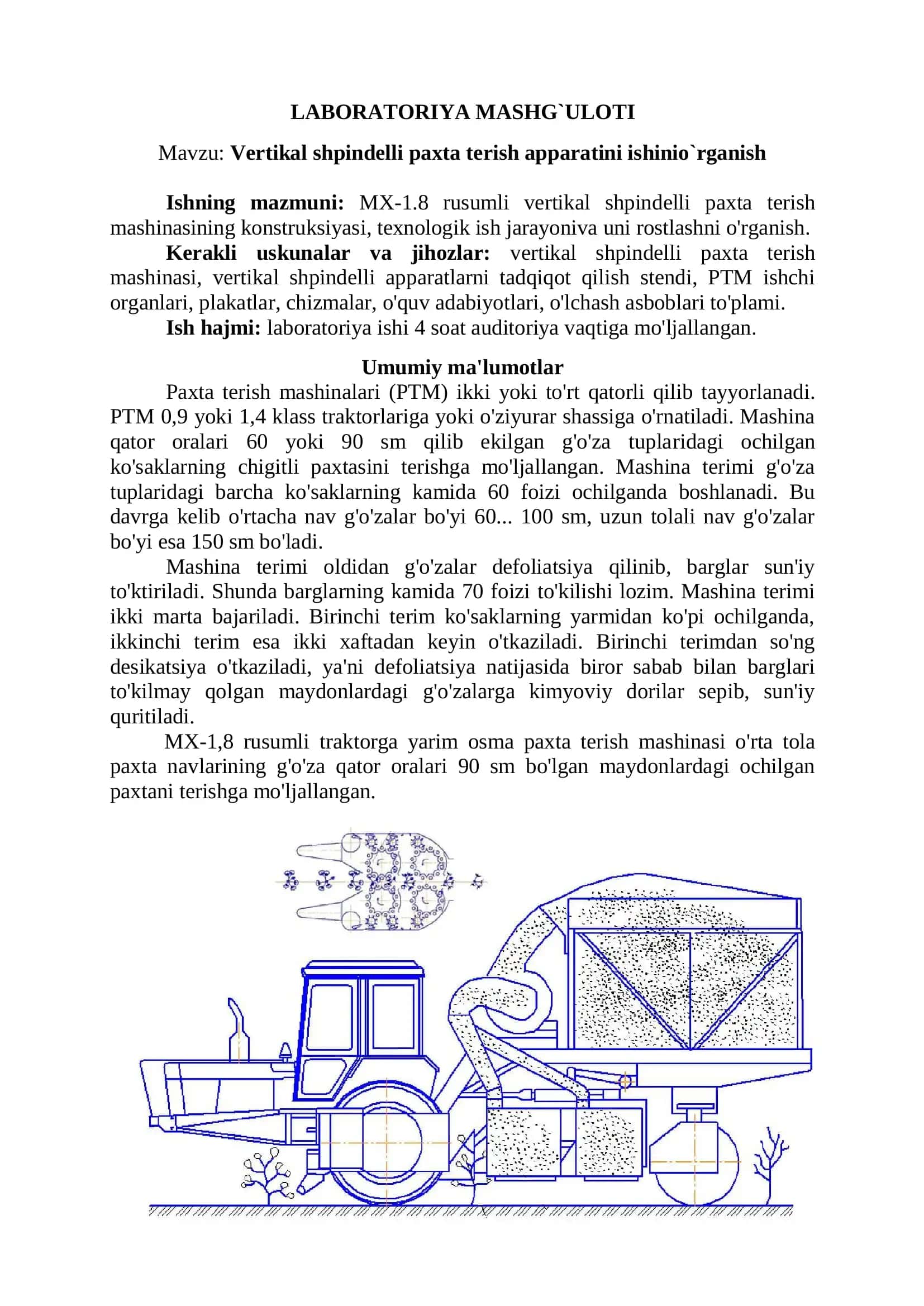 Vertikal shpindelli paxta terish apparati 1