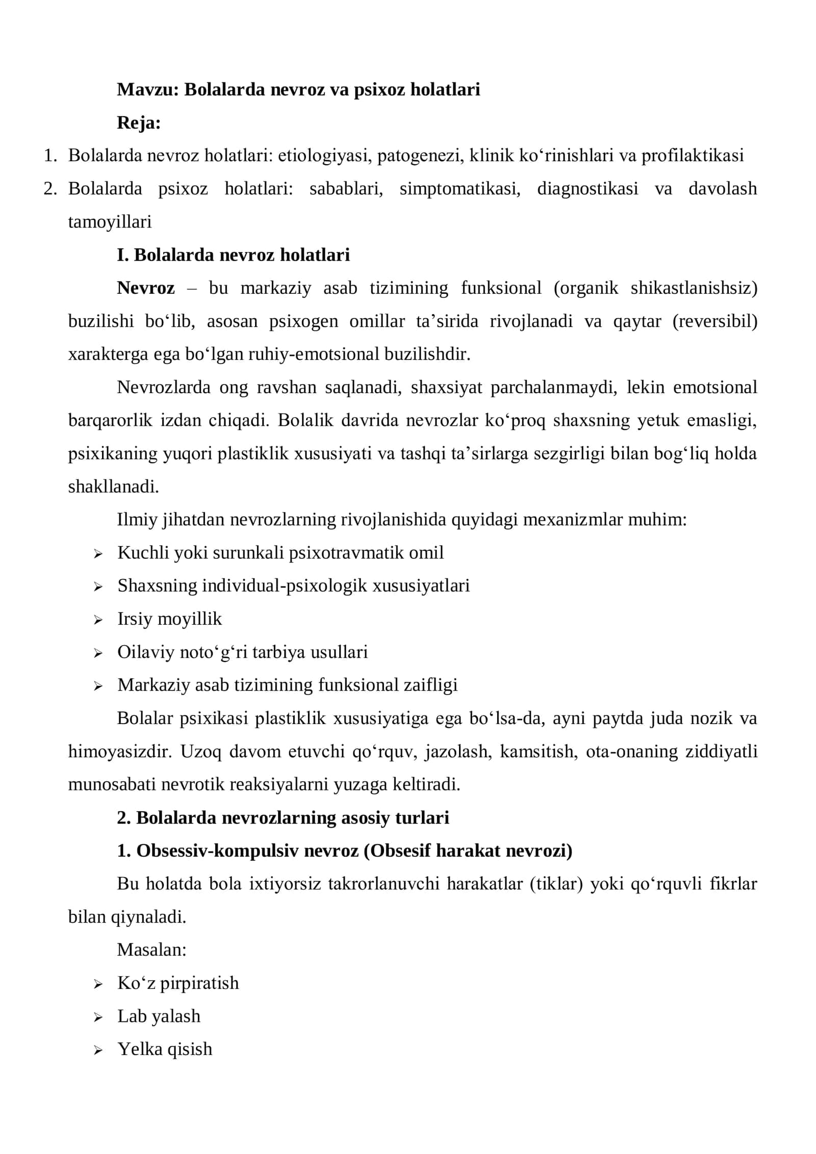 Bolalarda nevroz va psixoz holatlari 1