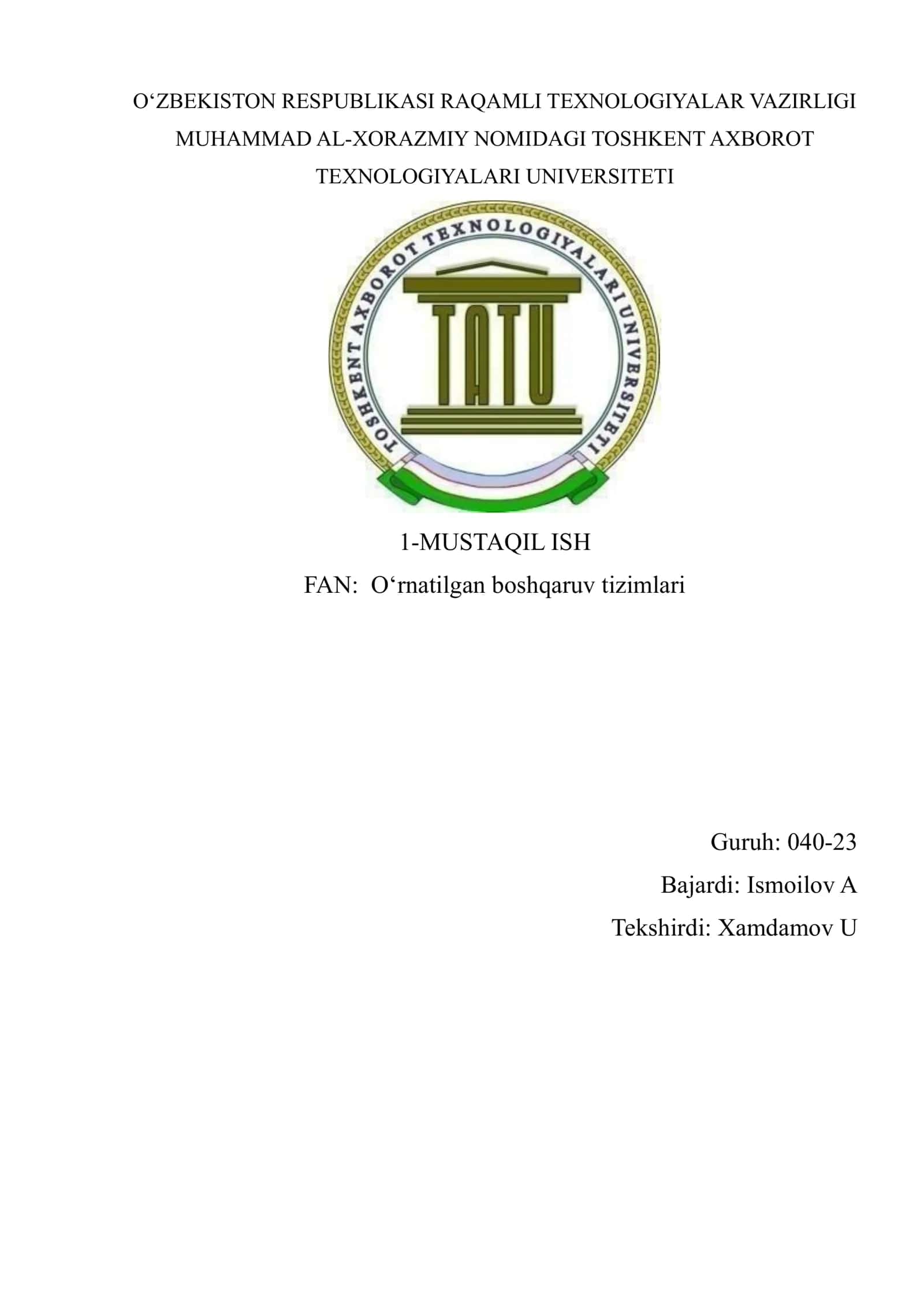 C va C++ tillarida o'rnatilgan tizimlar uchun dasturlash xususiyatlari 1