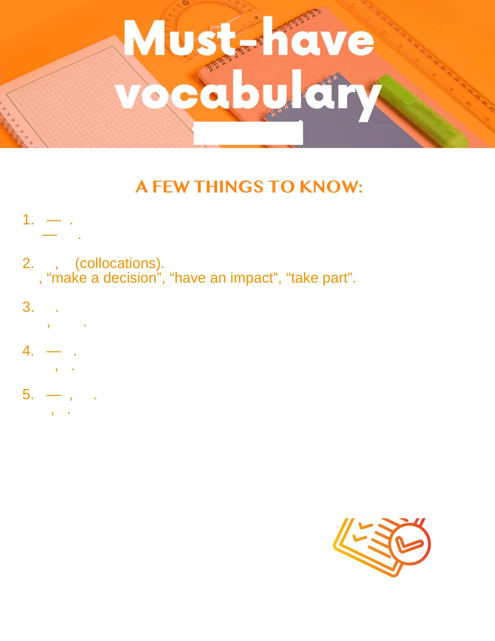 Words for Memorization and Use 1