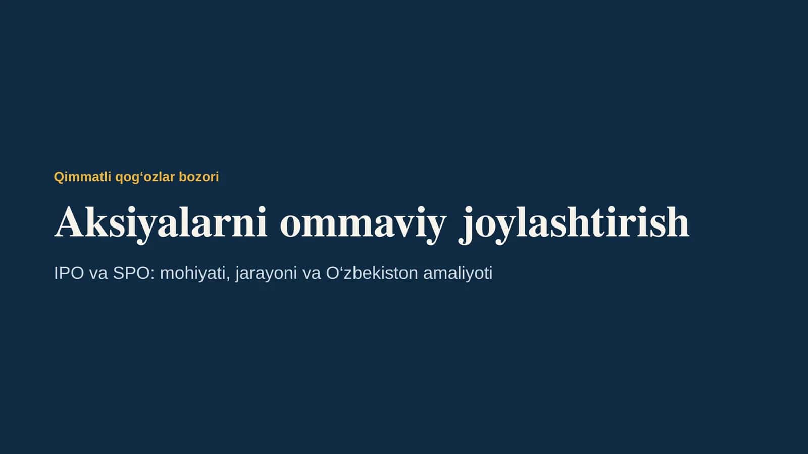 Qimmatli qog‘ozlar bozori 1