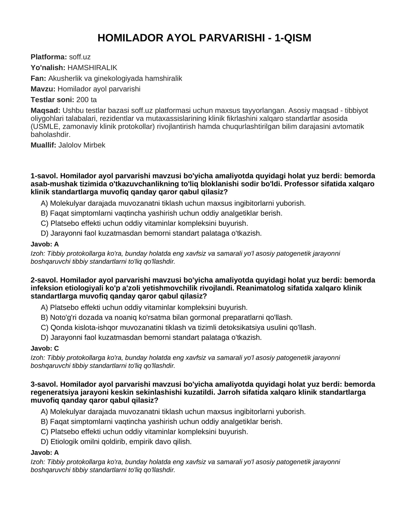 HOMILADOR AYOL PARVARISHI - 1-QISM 1