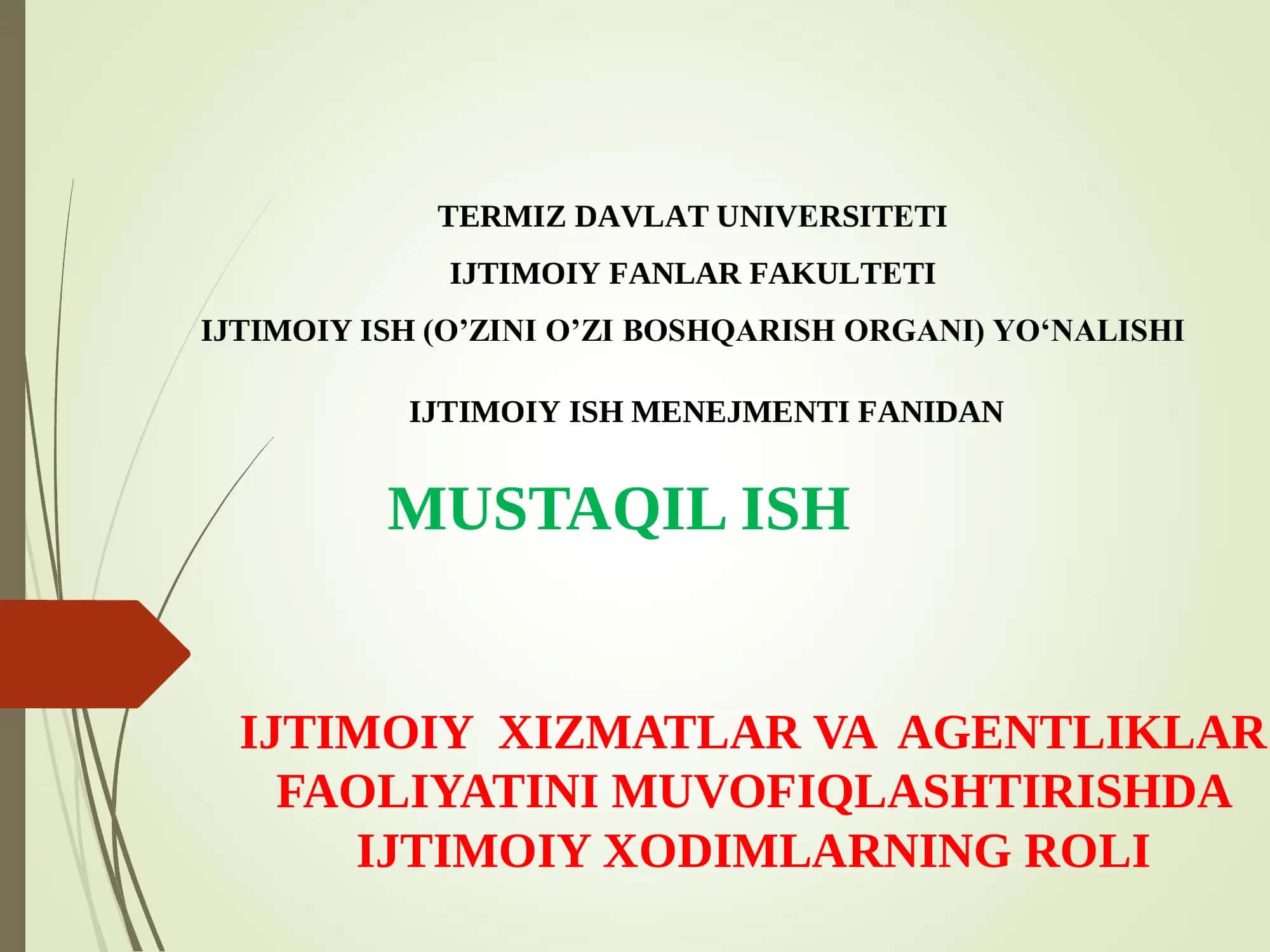 Ijtimoiy Xizmatlar va Agentliklar 1
