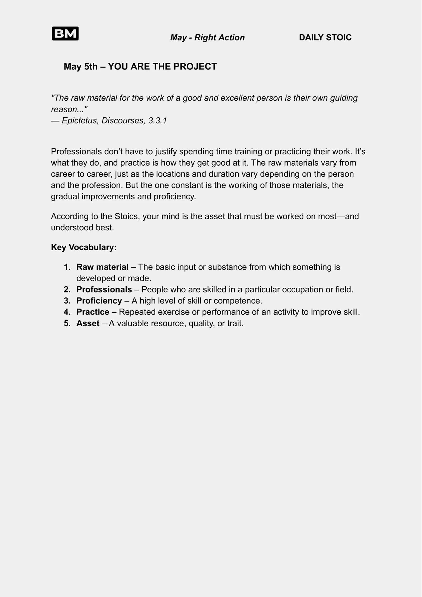 Right Action DAILY STOIC 1