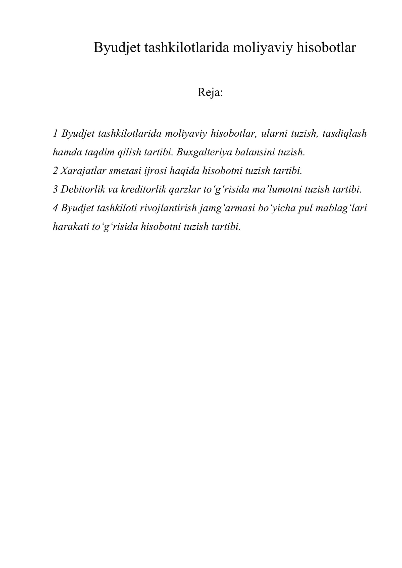 Byudjet tashkilotlarida moliyaviy hisobotlar 1
