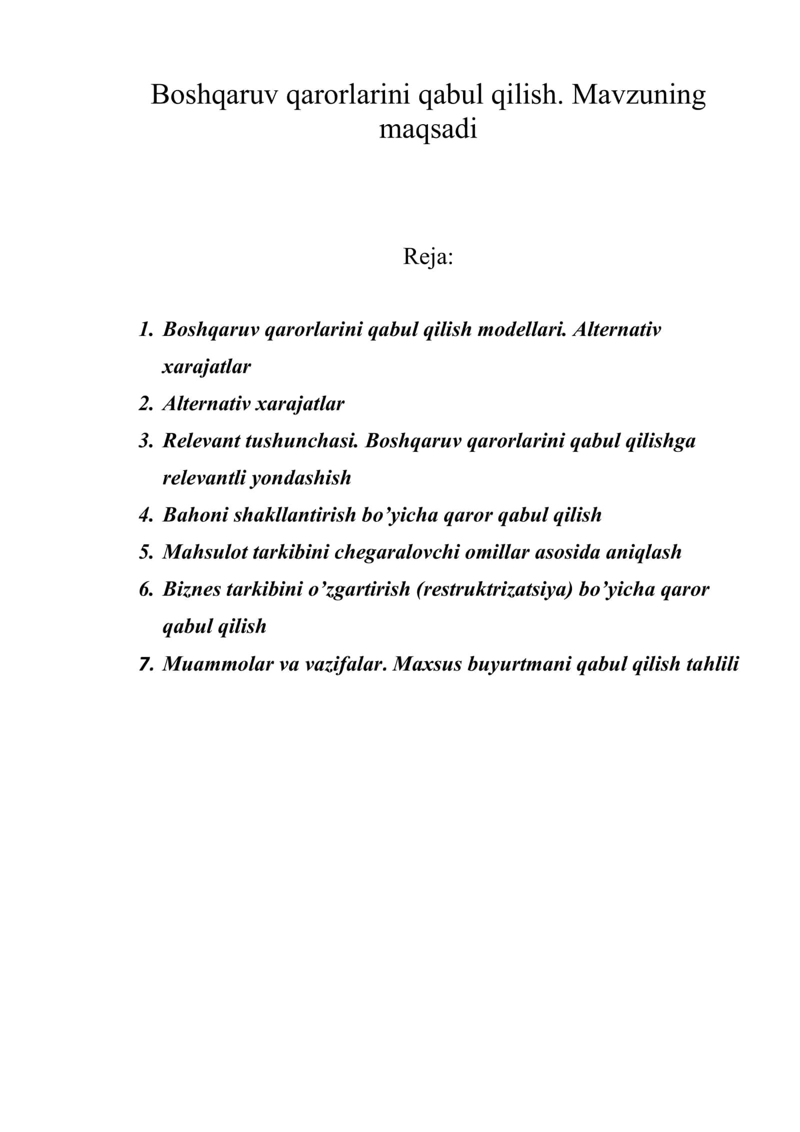Boshqaruv qarorlarini qabul qilish 1