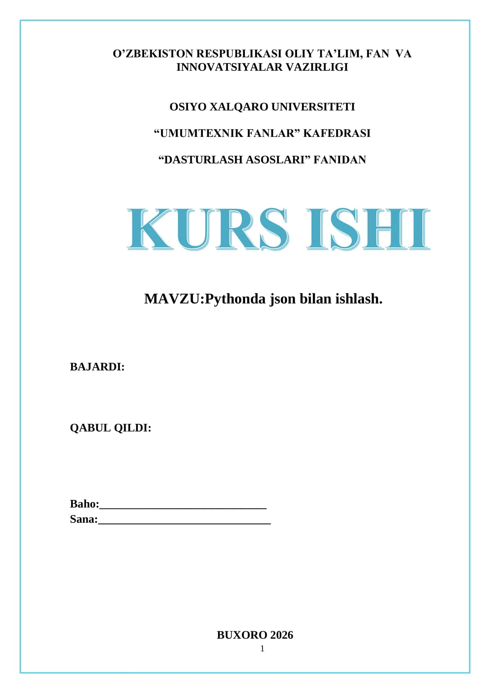 Pythonda json bilan ishlash 1