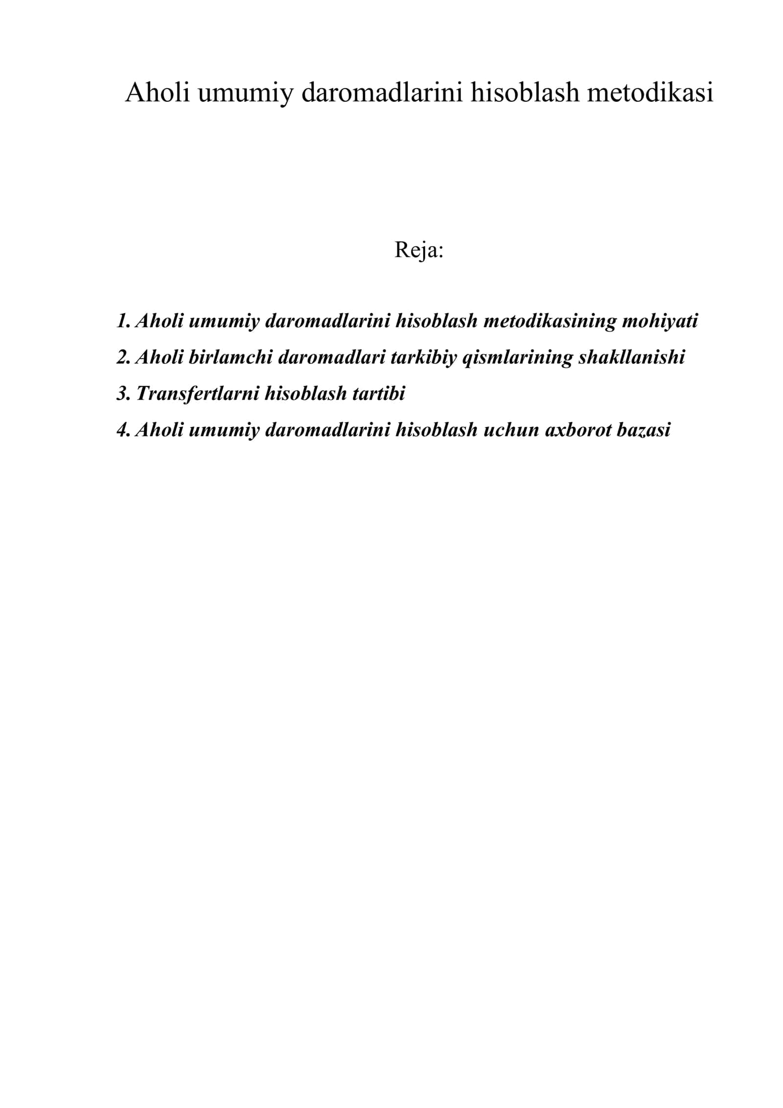 Aholi umumiy daromadlarini hisoblash metodikasi 1