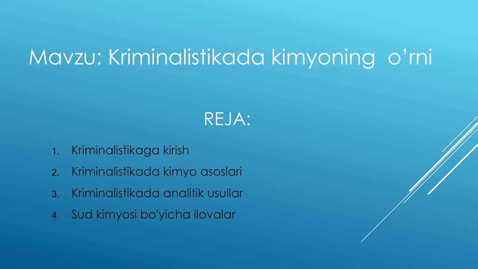 Kriminalistikada kimyoning o’rni 1