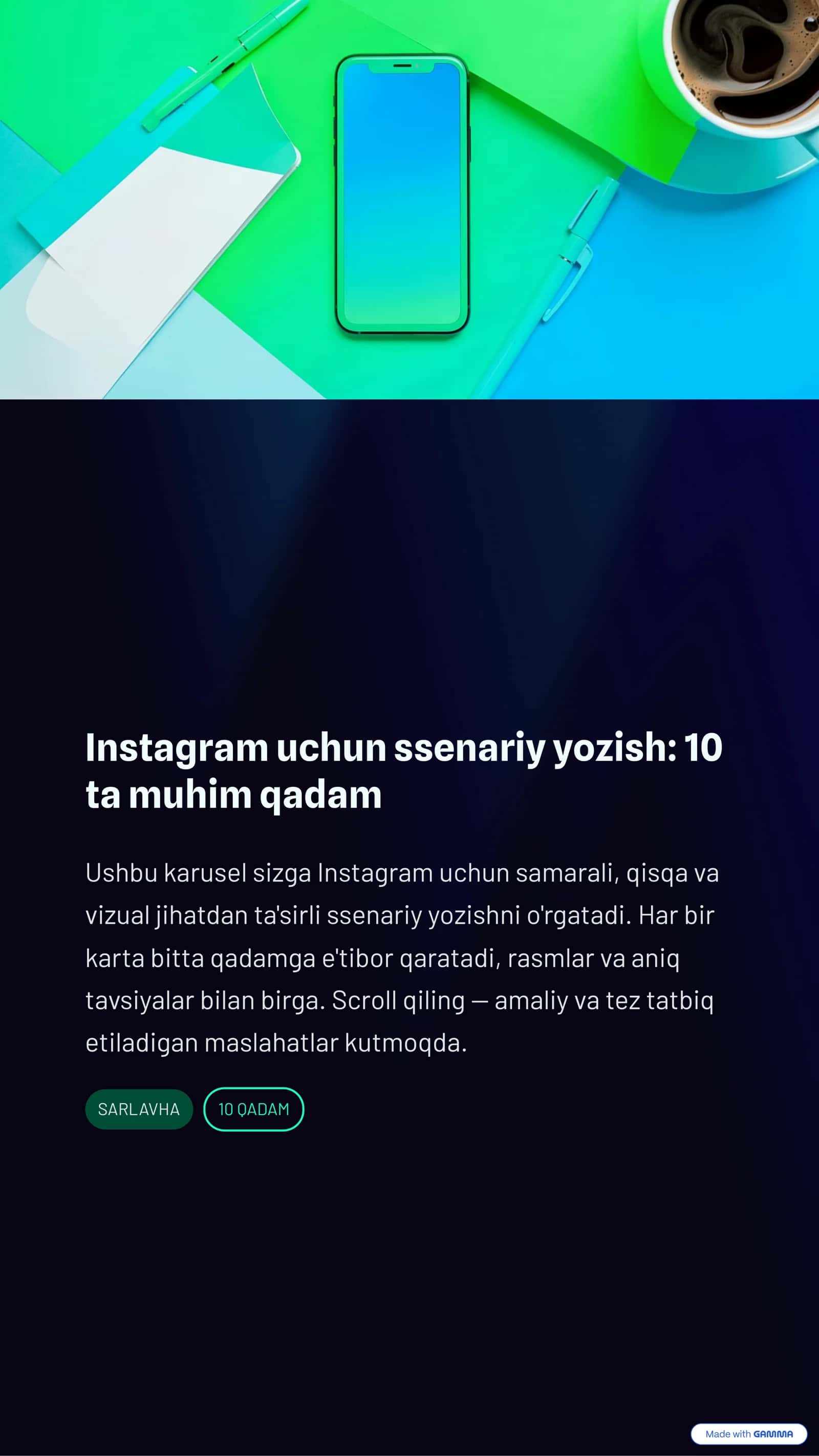 Instagram uchun ssenariy yozish: 10 ta muhim qadam 1