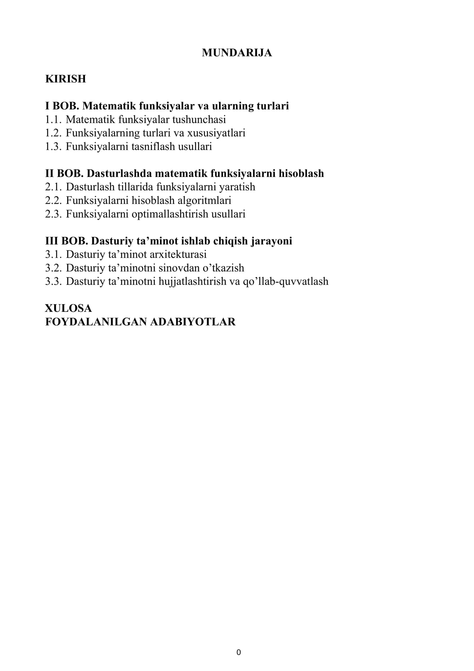 Kurs ishining maqsadi va vazifalari 1
