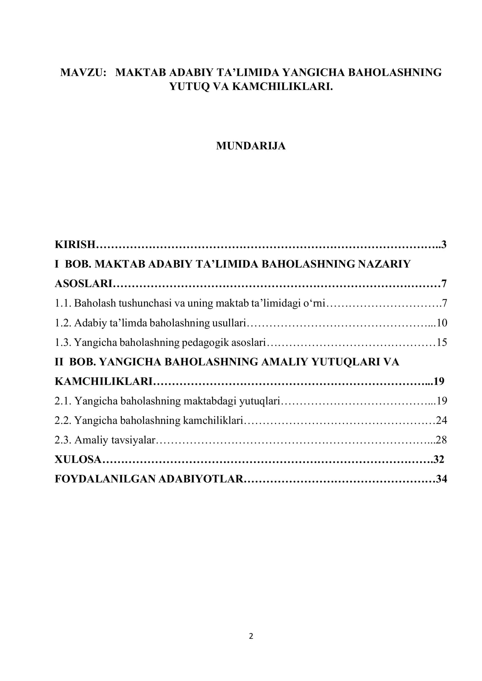 MAKTAB ADABIY TA’LIMIDA YANGICHA BAHOLASHNING 1