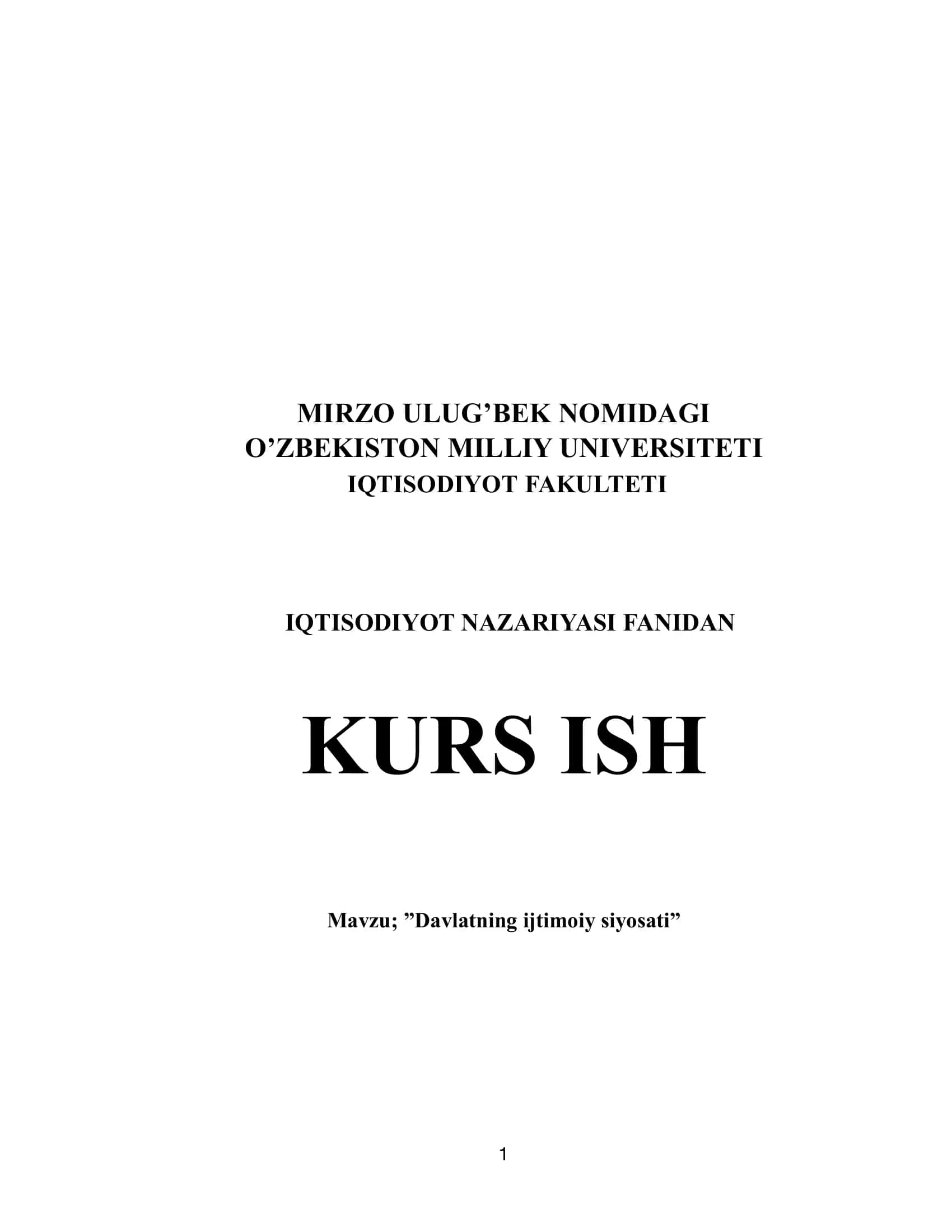 Davlatning ijtimoiy siyosati 1
