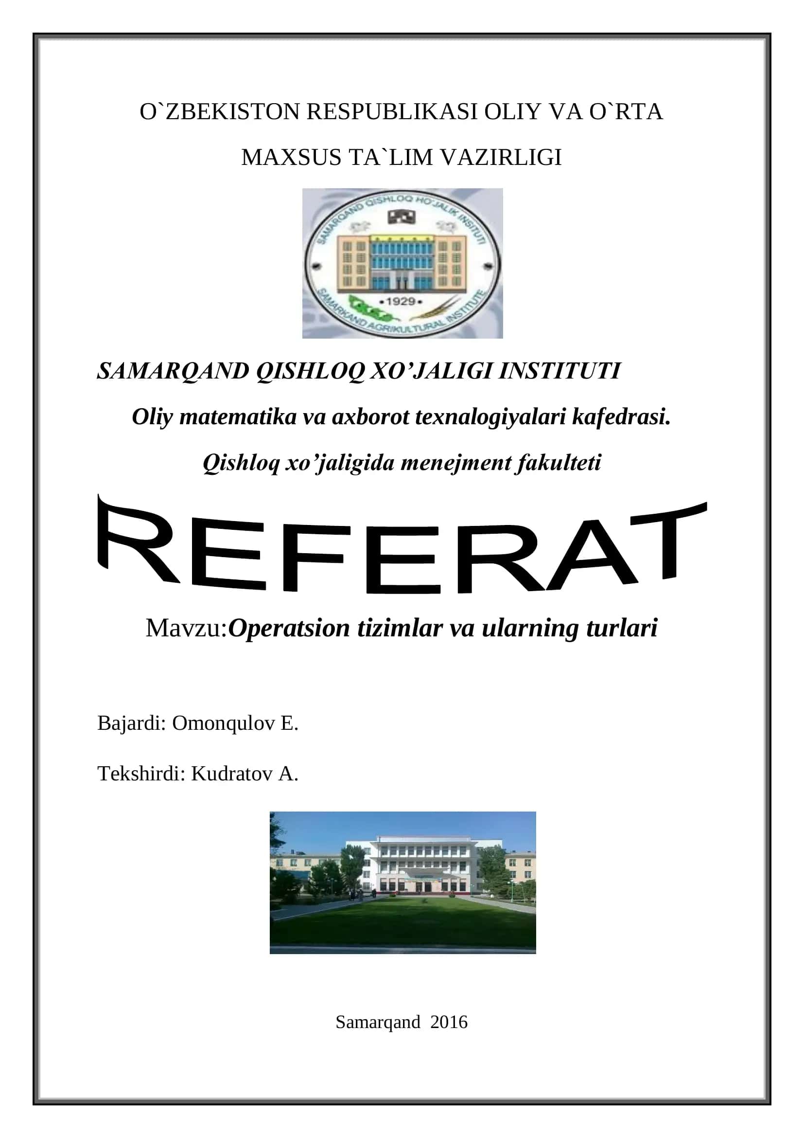Operatsion tizimlar va ularning turlari 1