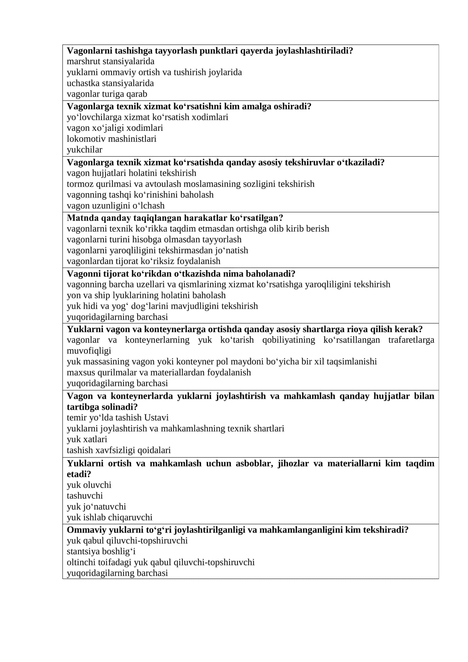 Vagonlarga texnik xizmat ko„rsatish 1