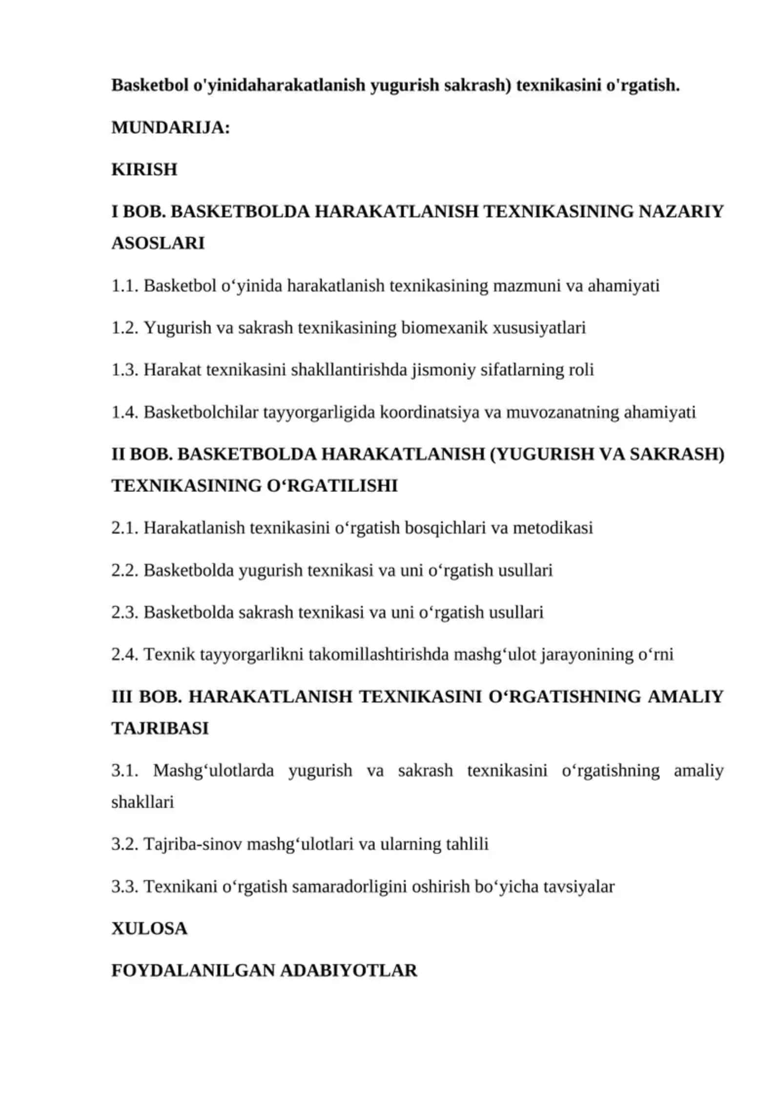 Basketbol o'yinidaharakatlanish yugurish sakrash) texnikasini o'rgatish 1