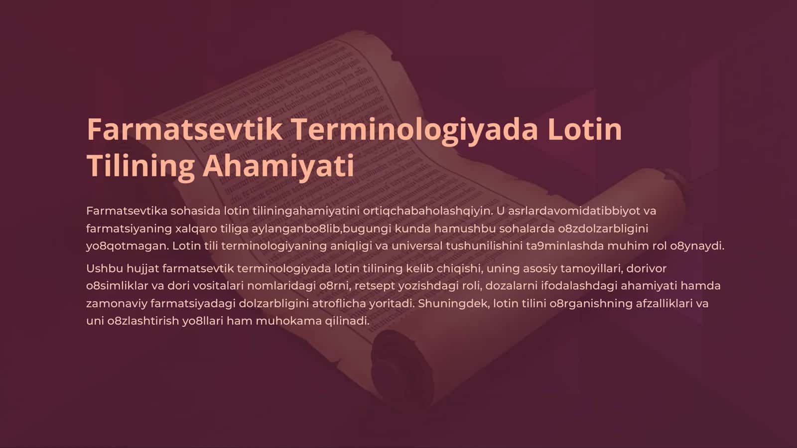 Farmatsevtik Terminologiyada Lotin Tilining Ahamiyati 1