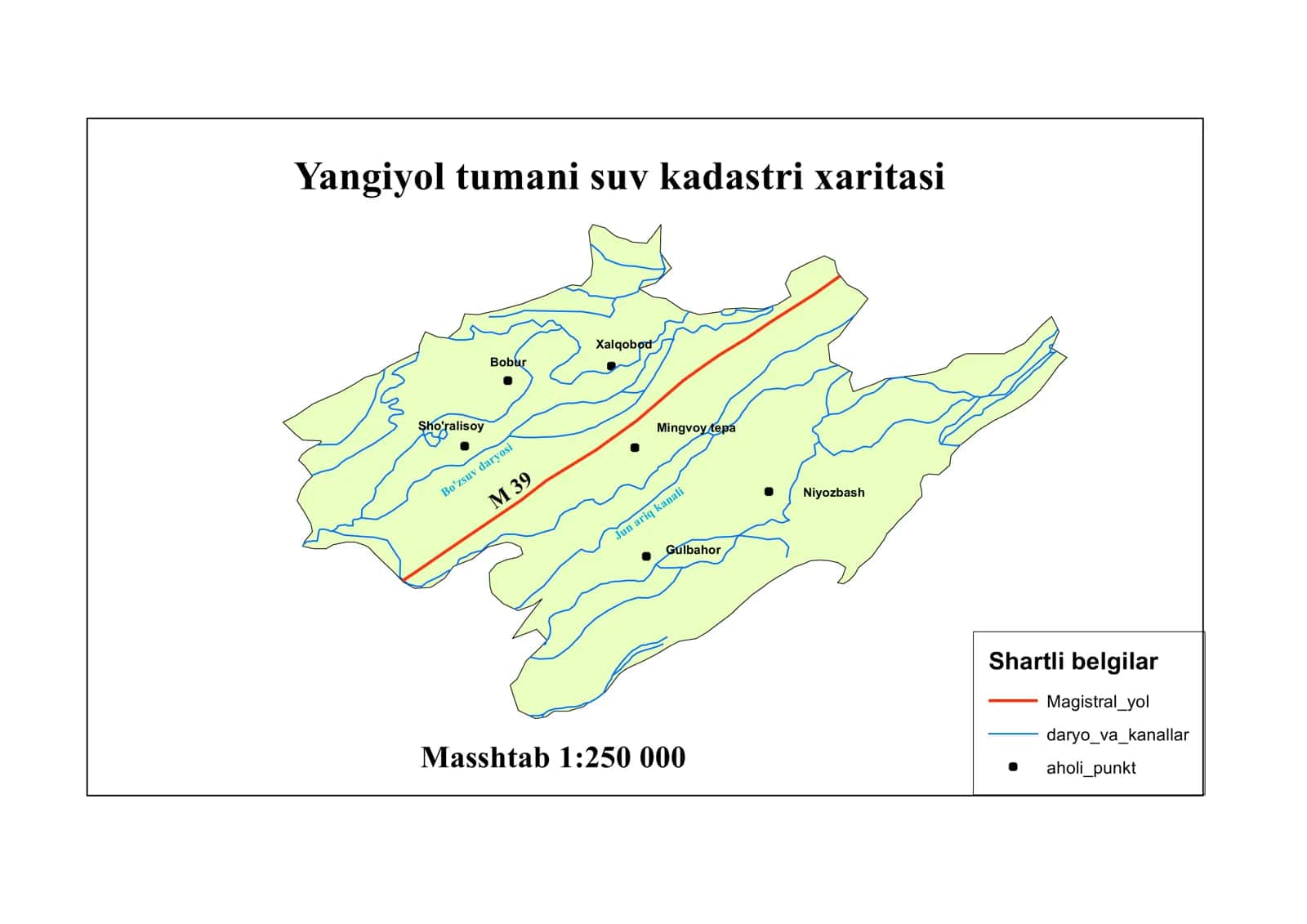 Yangiyol tumani suv kadastri xaritasi 1