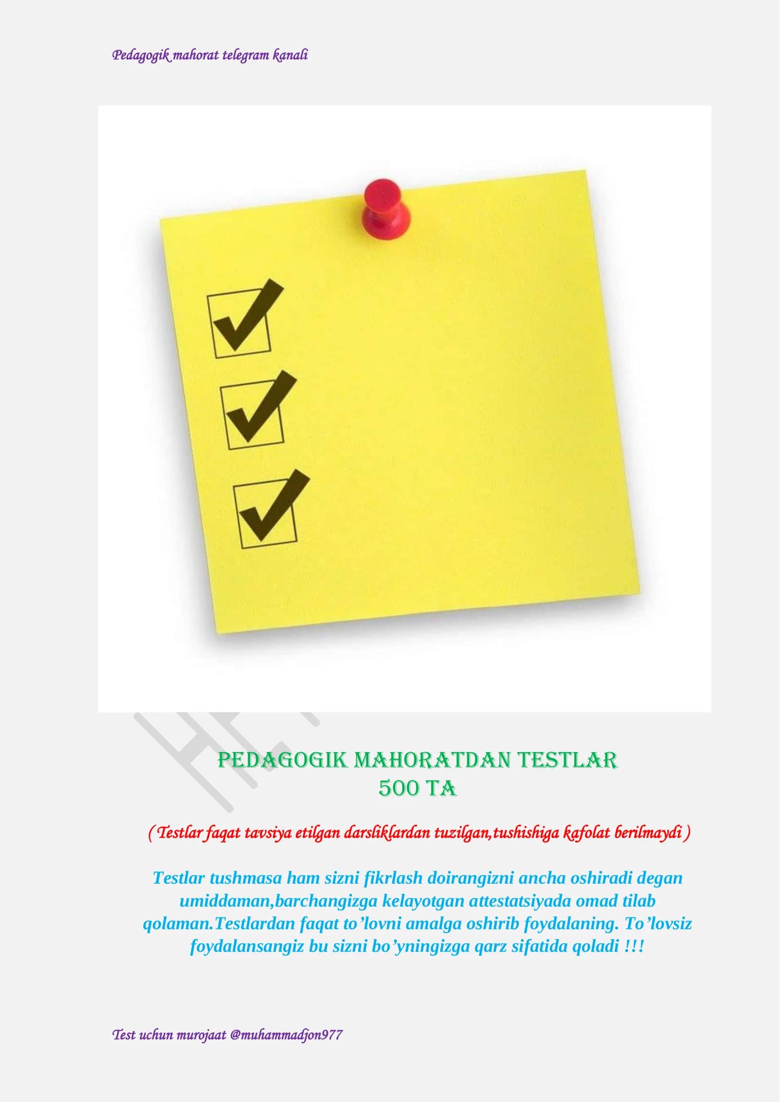Pedagogik mahoratdan testlar 1