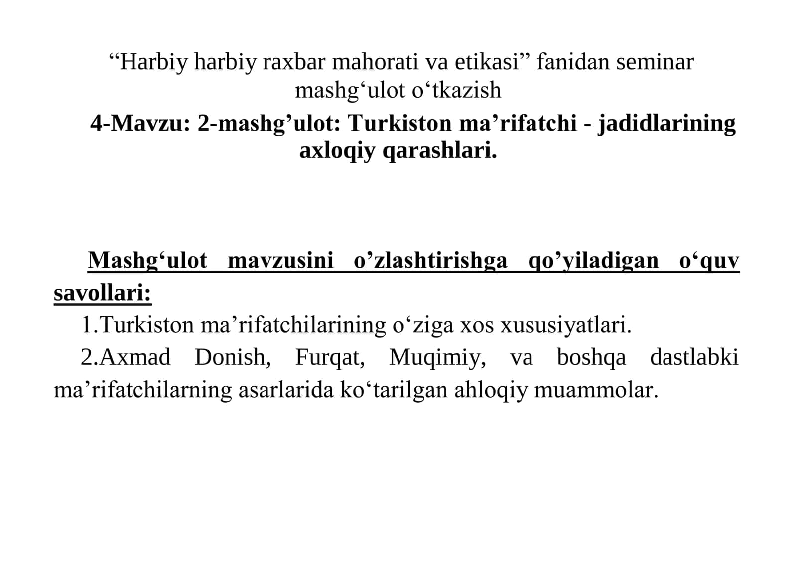 Turkiston ma‘rifatchi - jadidlarining axloqiy qarashlari 1