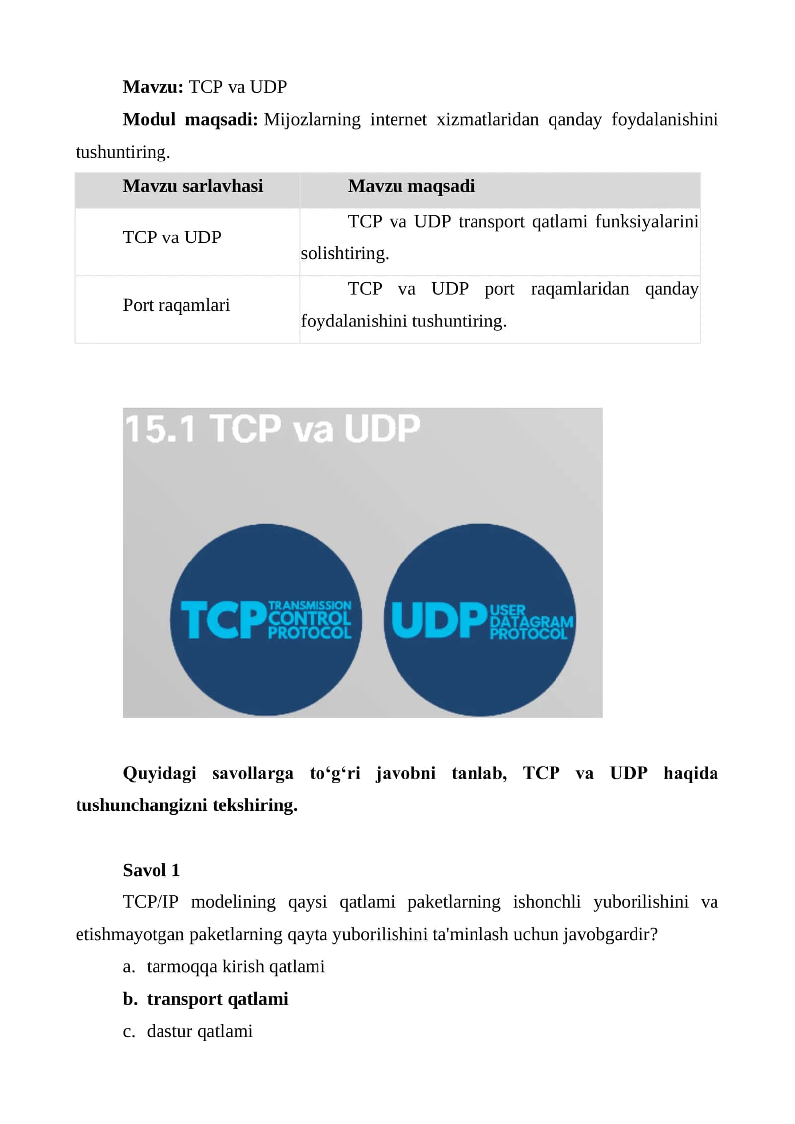 TCP va UDP 1