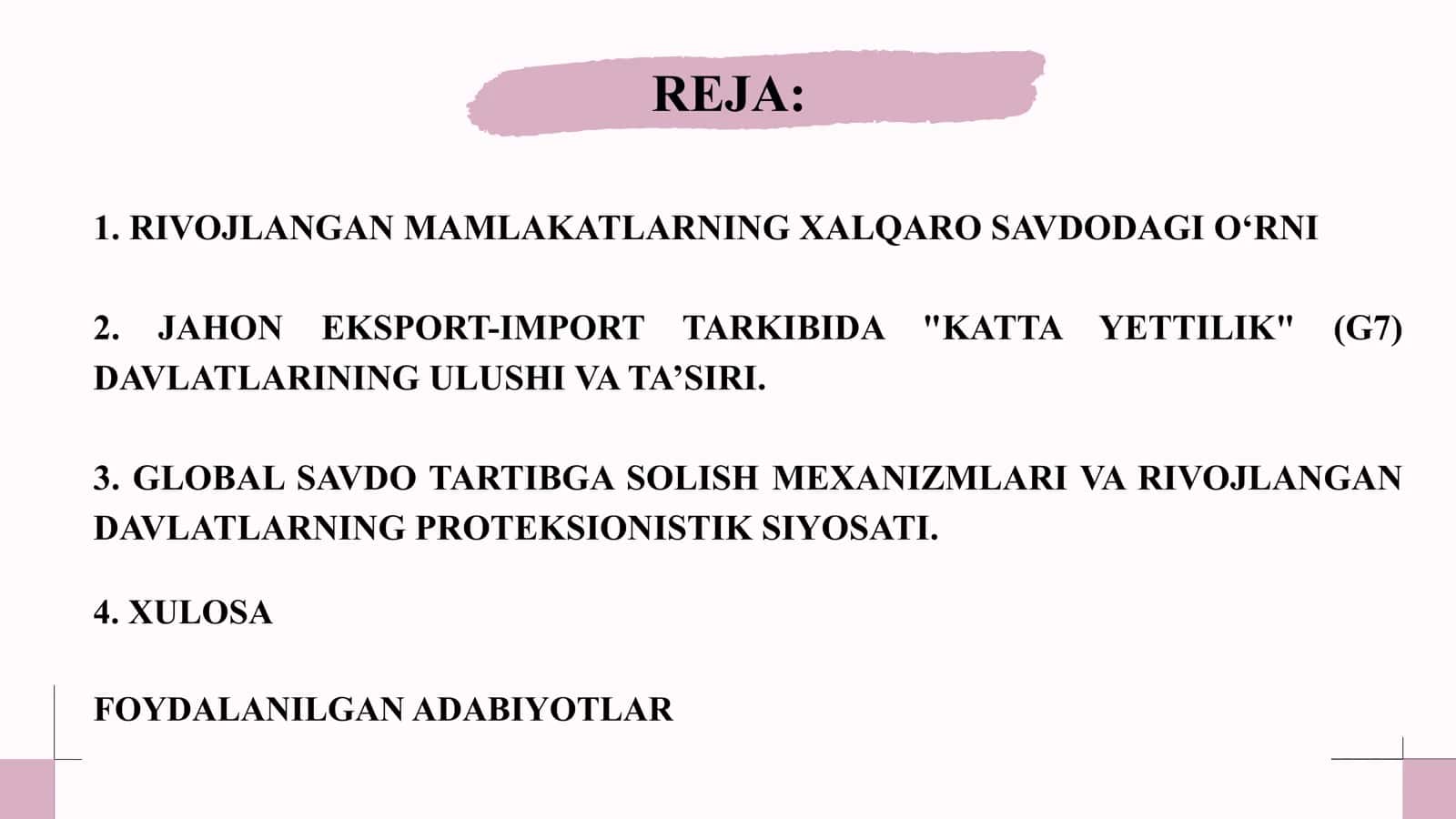 Rivojlangan davlatlarda xalqaro savdo 1