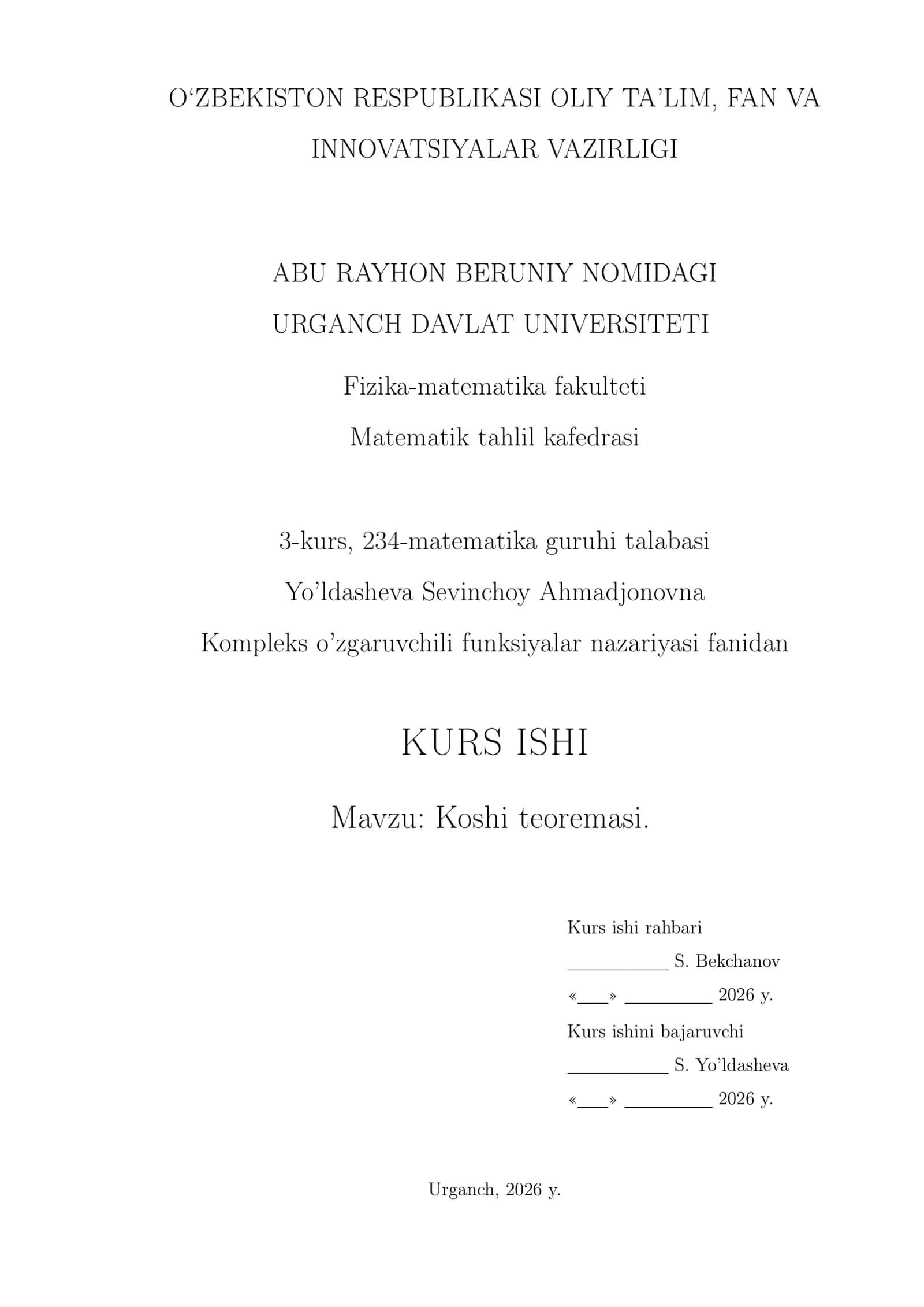 Koshi teoremasi 1