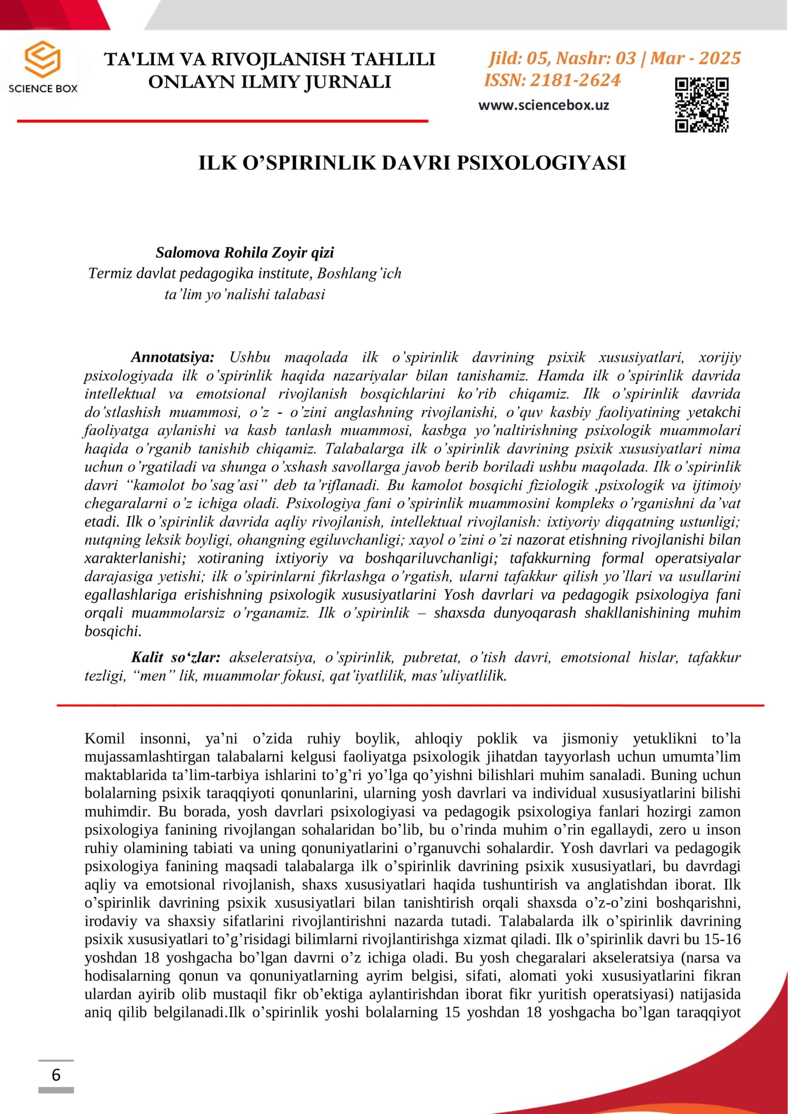 ILK O’SPIRINLIK DAVRI PSIXOLOGIYASI 1