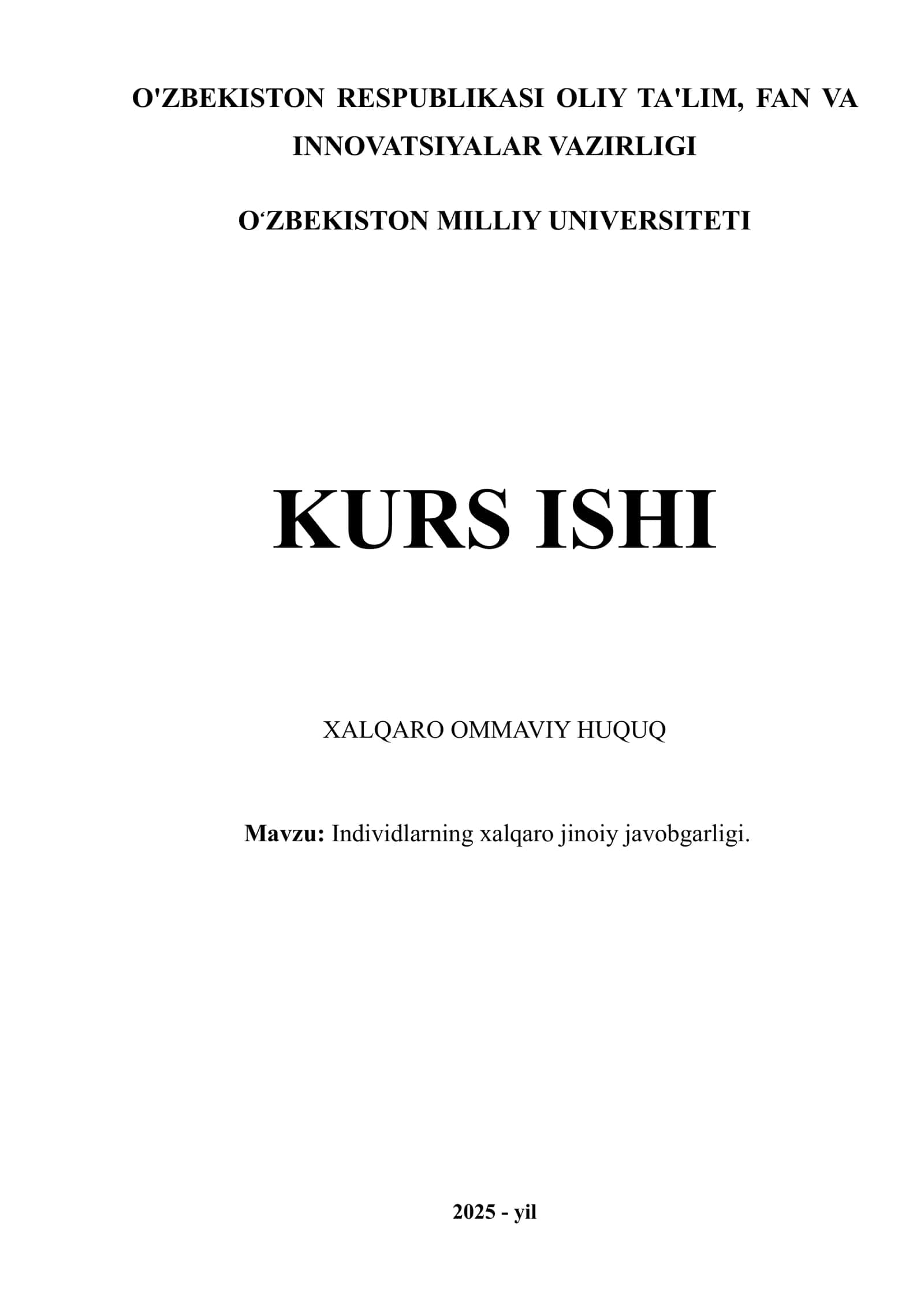 Individlarning xalqaro jinoiy javobgarligi. 1