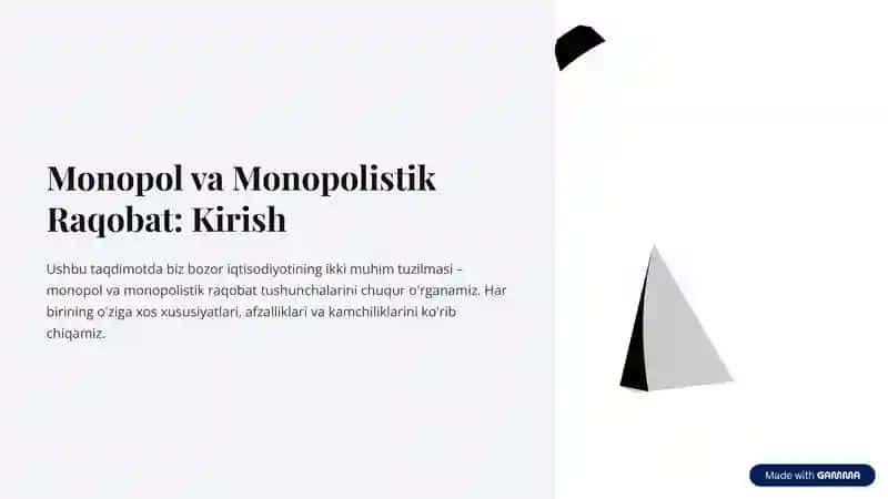 Monopoliyaning Ta'rifi va Asosiy Xususiyatlari 1