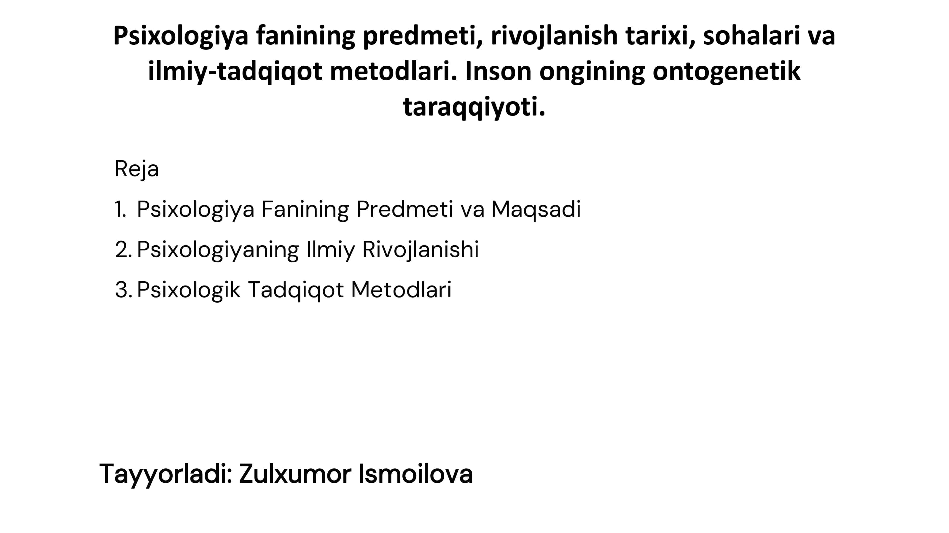 Psixologiya Fanining Predmeti va Maqsadi 1