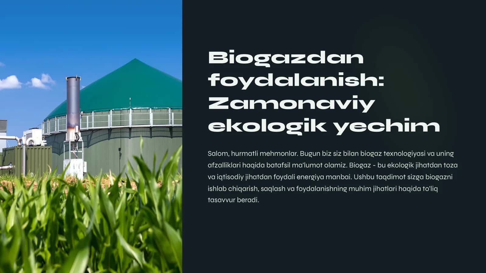 Biogazdan  foydalanish  Zamonaviy  ekologik yechim 1