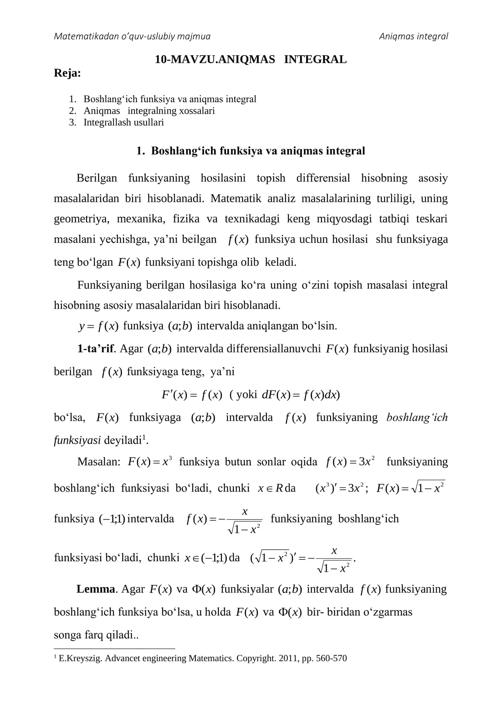 Aniqmas integral 1