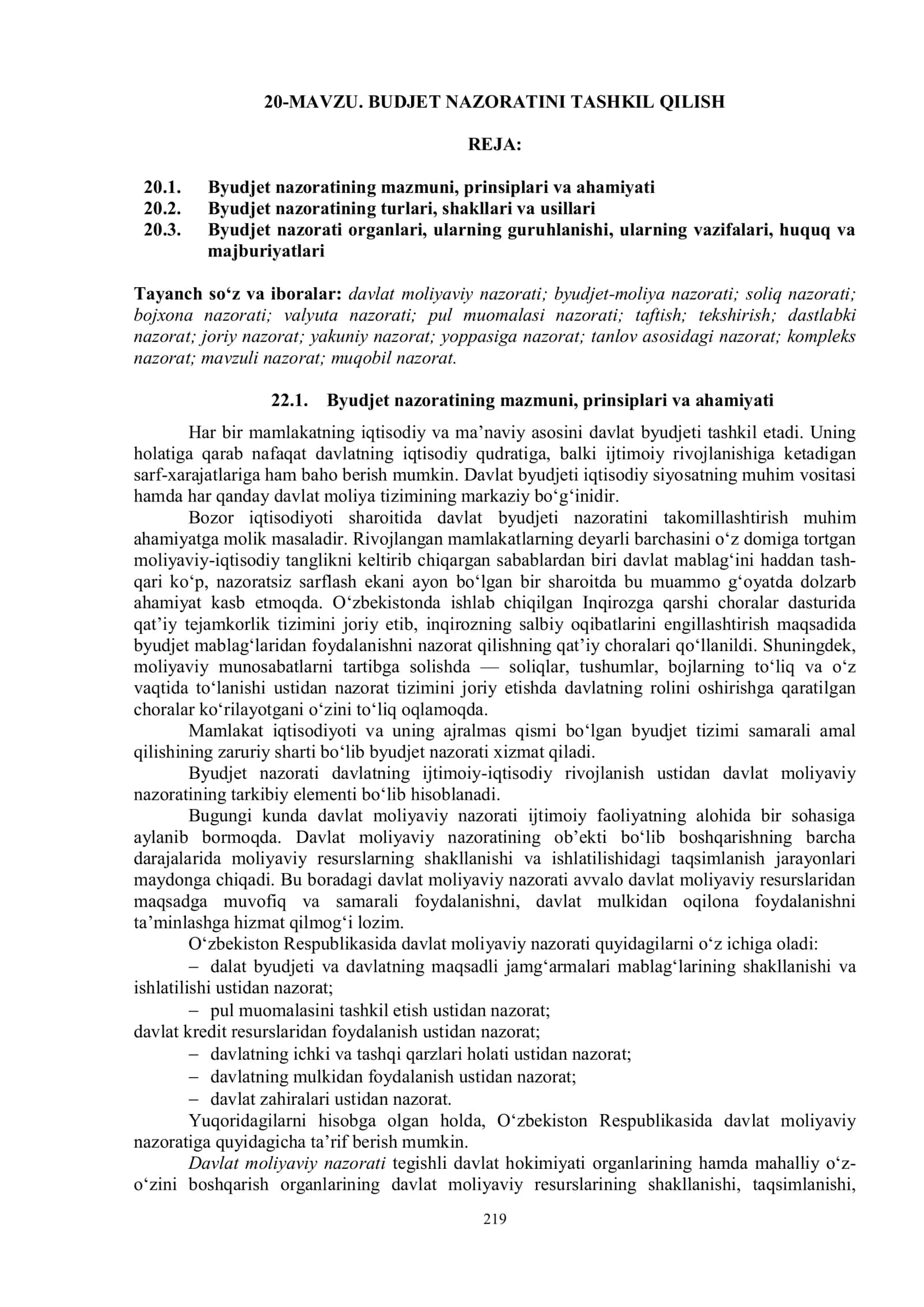 BUDJET NAZORATINI TASHKIL QILISH 1