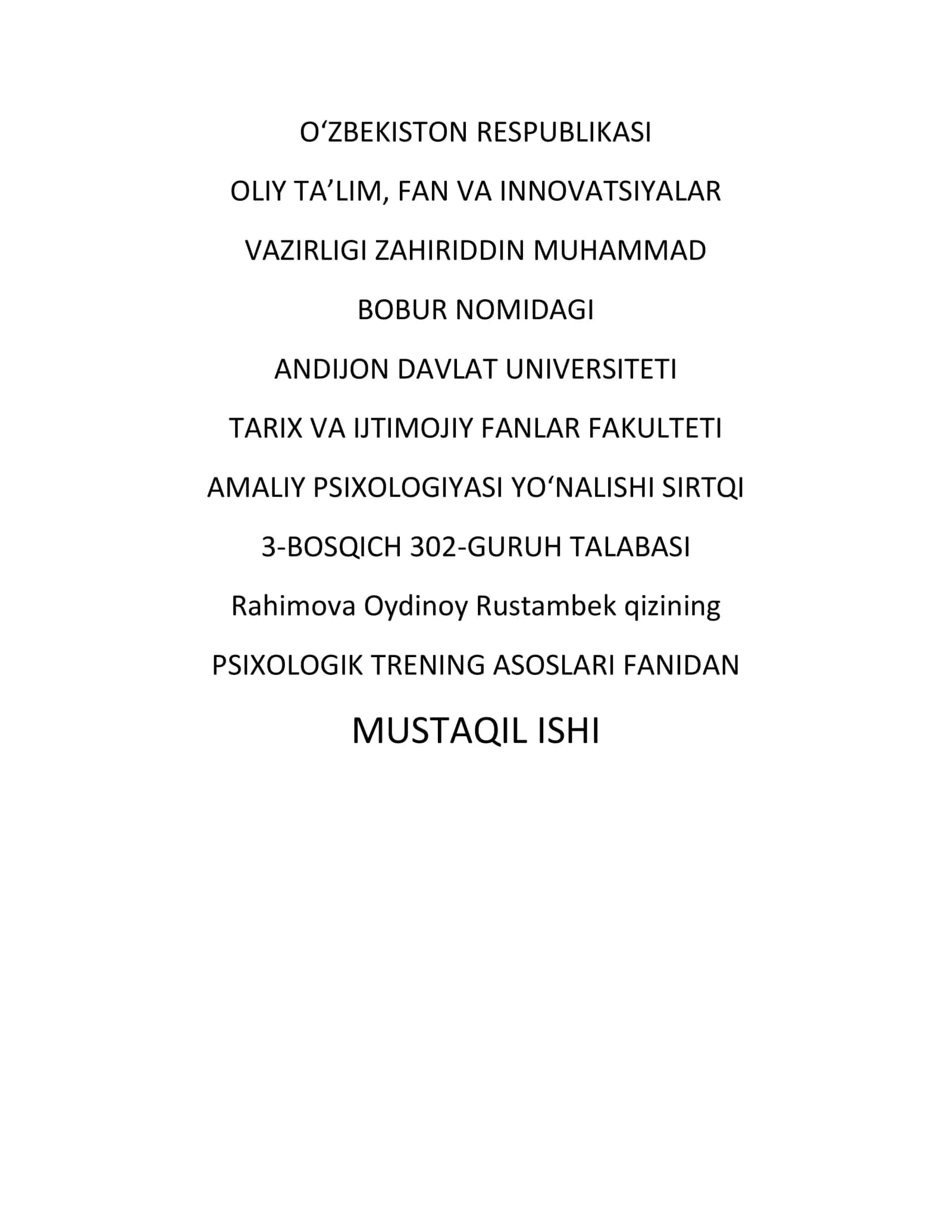 Psixologik trening 1