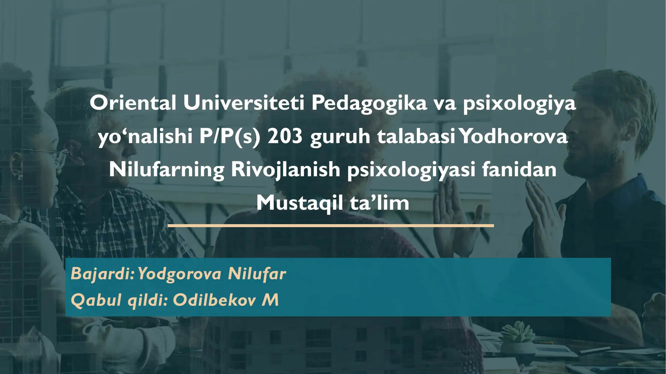 Pedagogik psixologiyaning muammolari va vazifalari 1