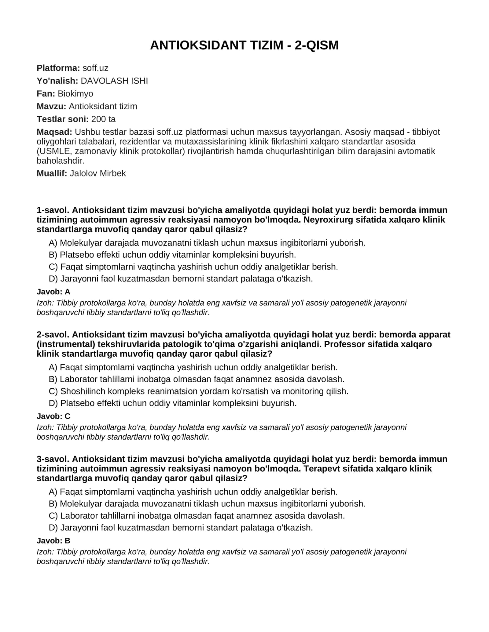 Antioksidant tizim - 2-QISM 1