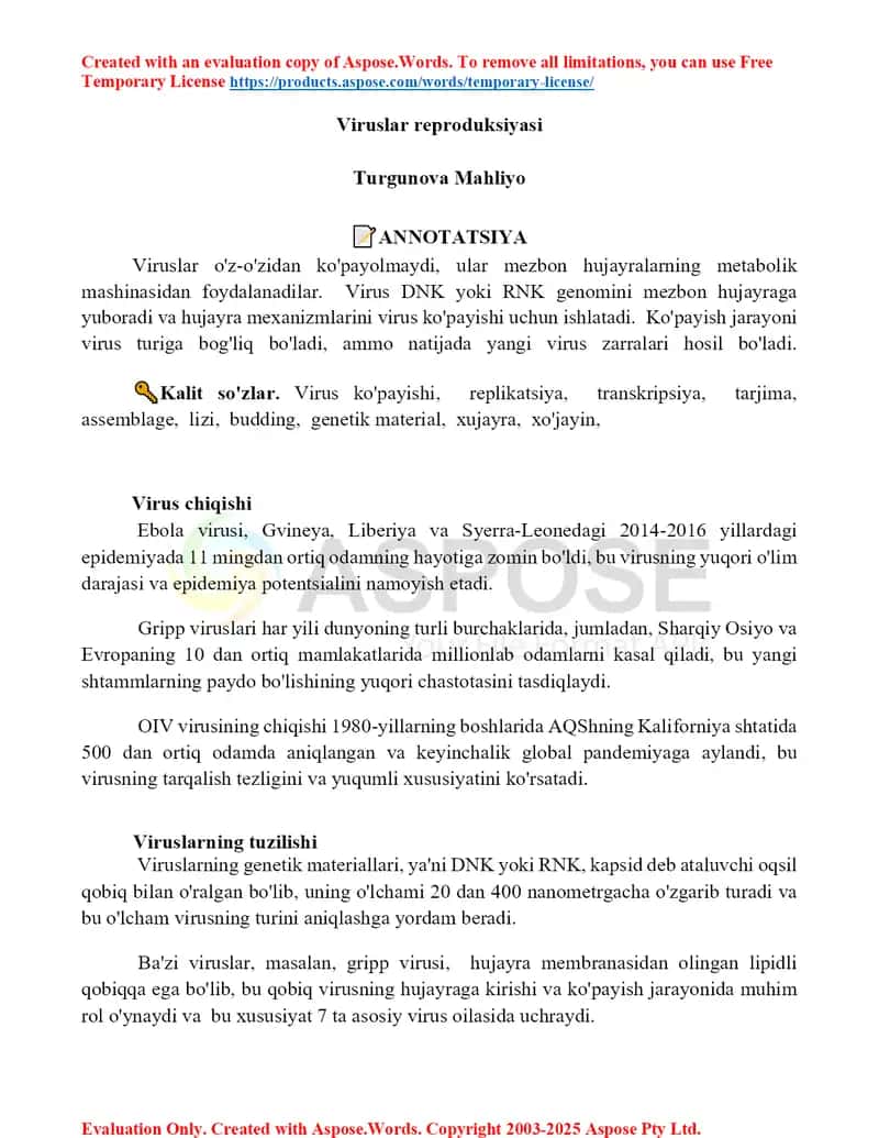 Viruslar reproduksiyasi 1