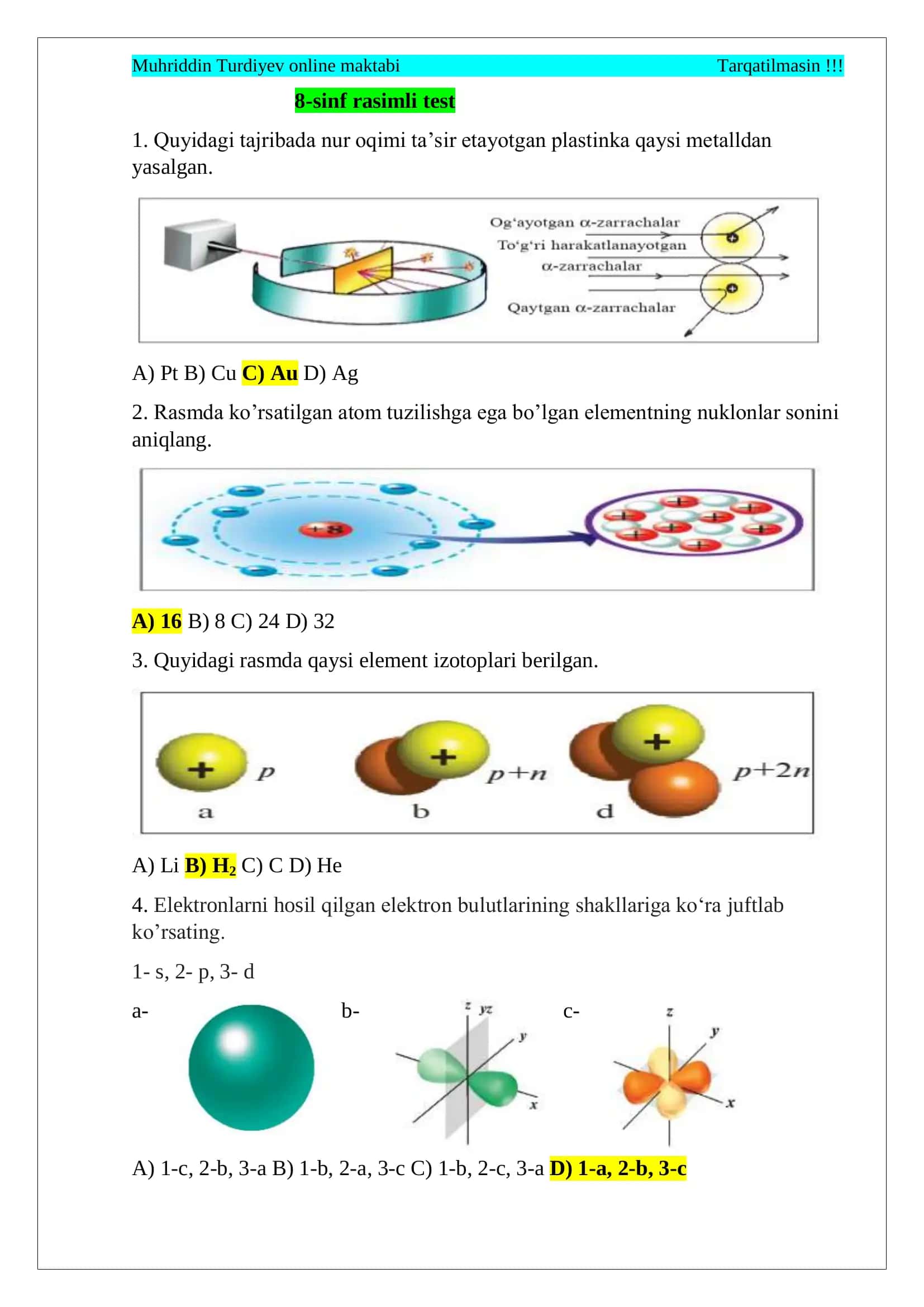 8-sinf rasimli test 1