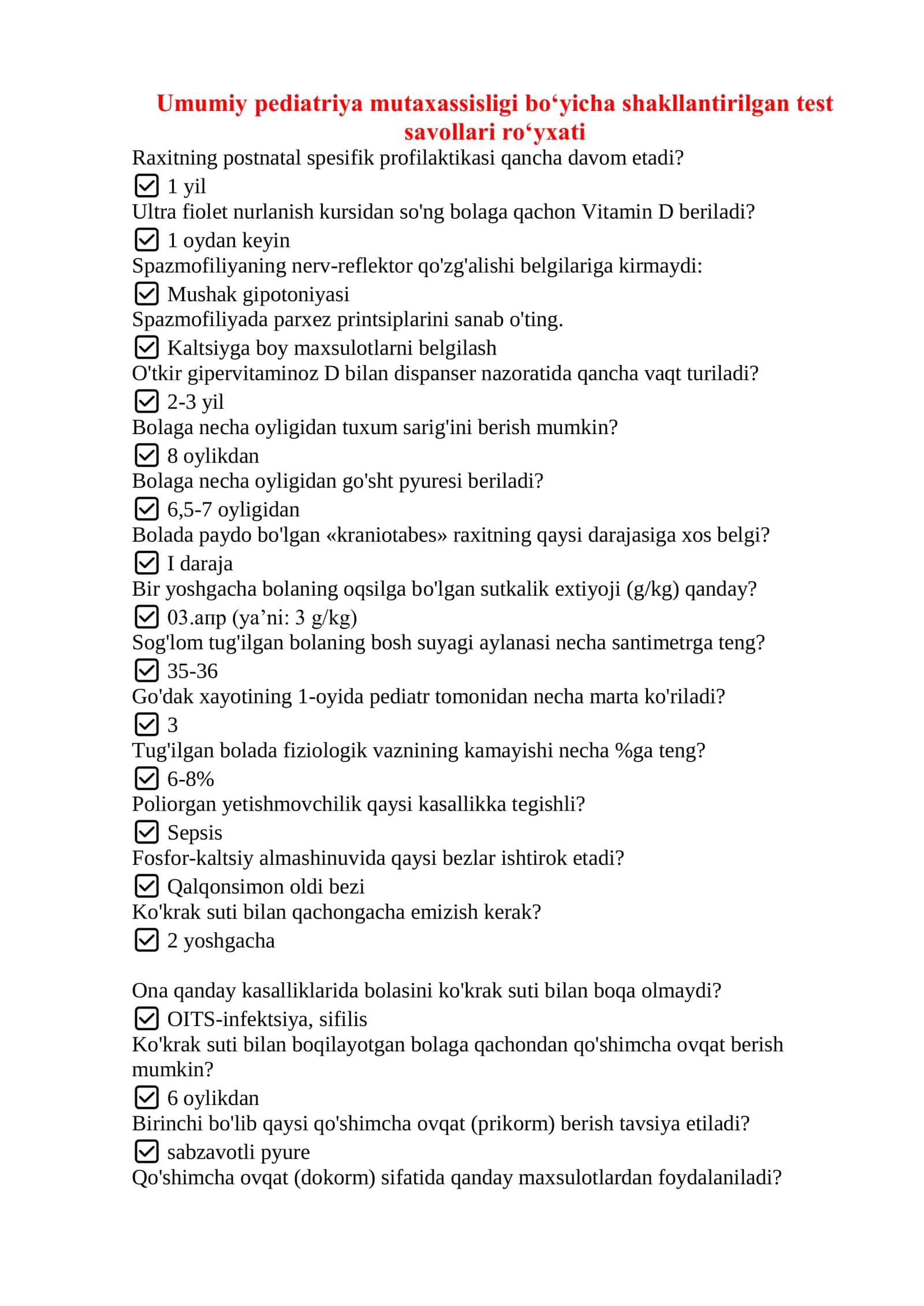 ARGOS TEST SAVOLLARI JAVOBLARI BILAN TIBBIYOT 500 TA 1