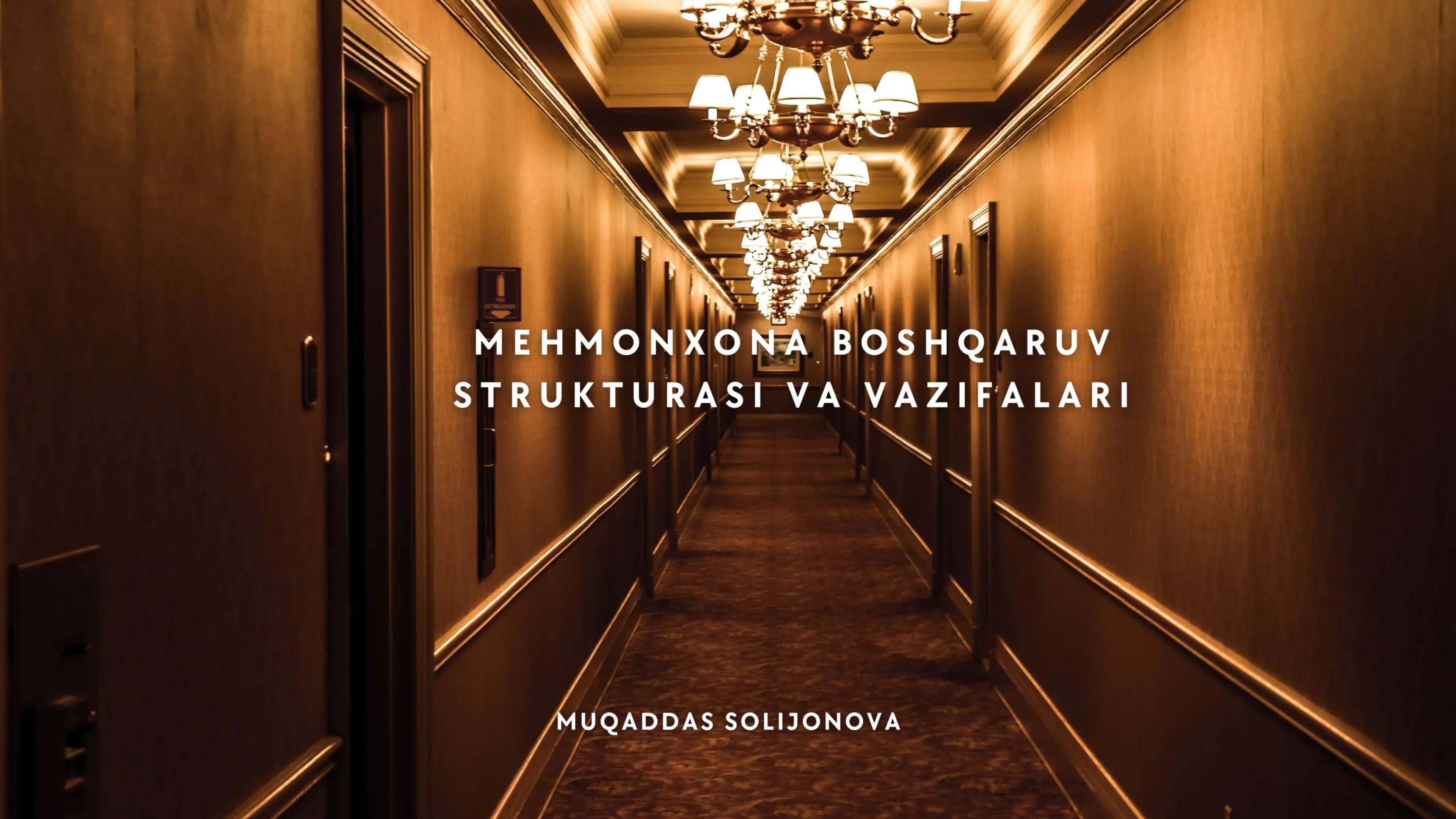 Mehmonxona xoʻjaligida boshqaruv strategiyasi 1